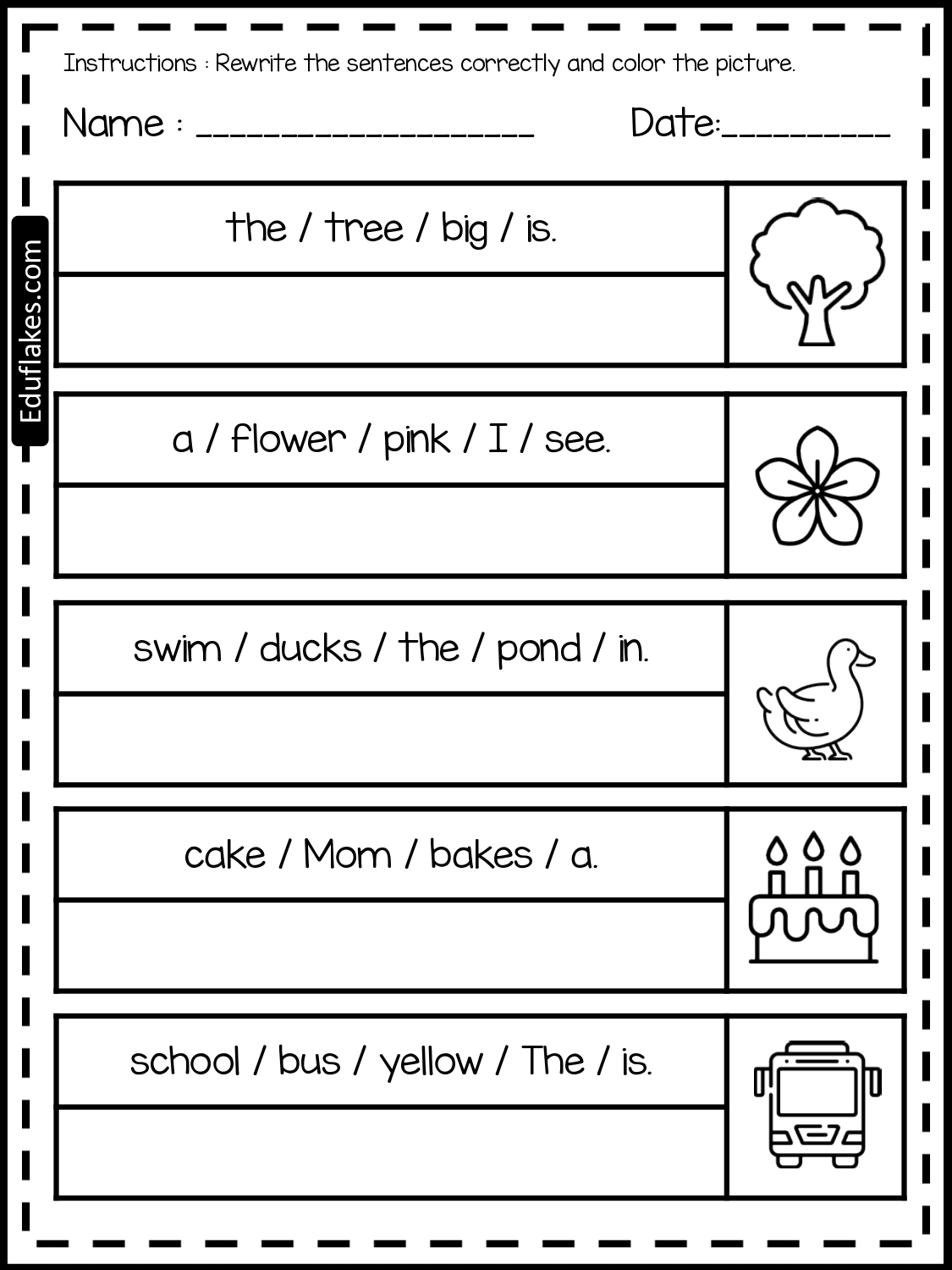 10 Free Sentence Building Printable For Grade 1 Eduflakes 10 Free Sentence Building Printable For Grade 1 Eduflakes