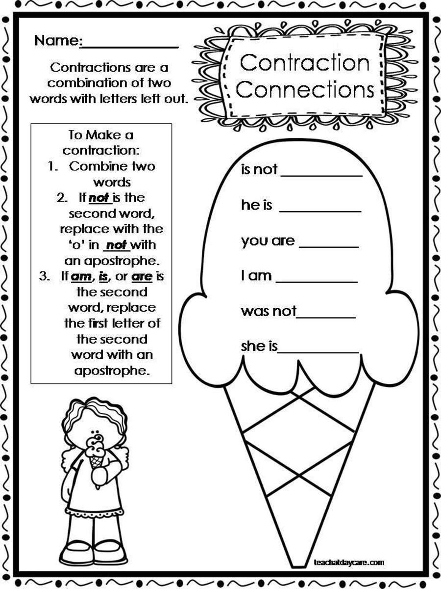 10 Printable Contractions Worksheets 1st 2nd Grade ELA Worksheets Etsy Sweden