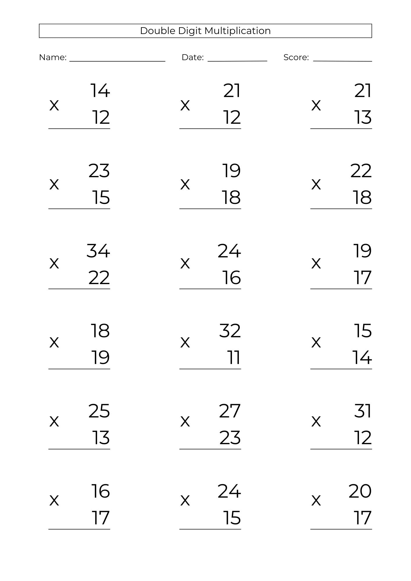 10 Printable Double Digit Multiplication Worksheets 2 Digit Practice PDF Download Etsy Israel 10 Printable Double Digit Multiplication Worksheets 2 Digit Practice PDF Download Etsy Israel