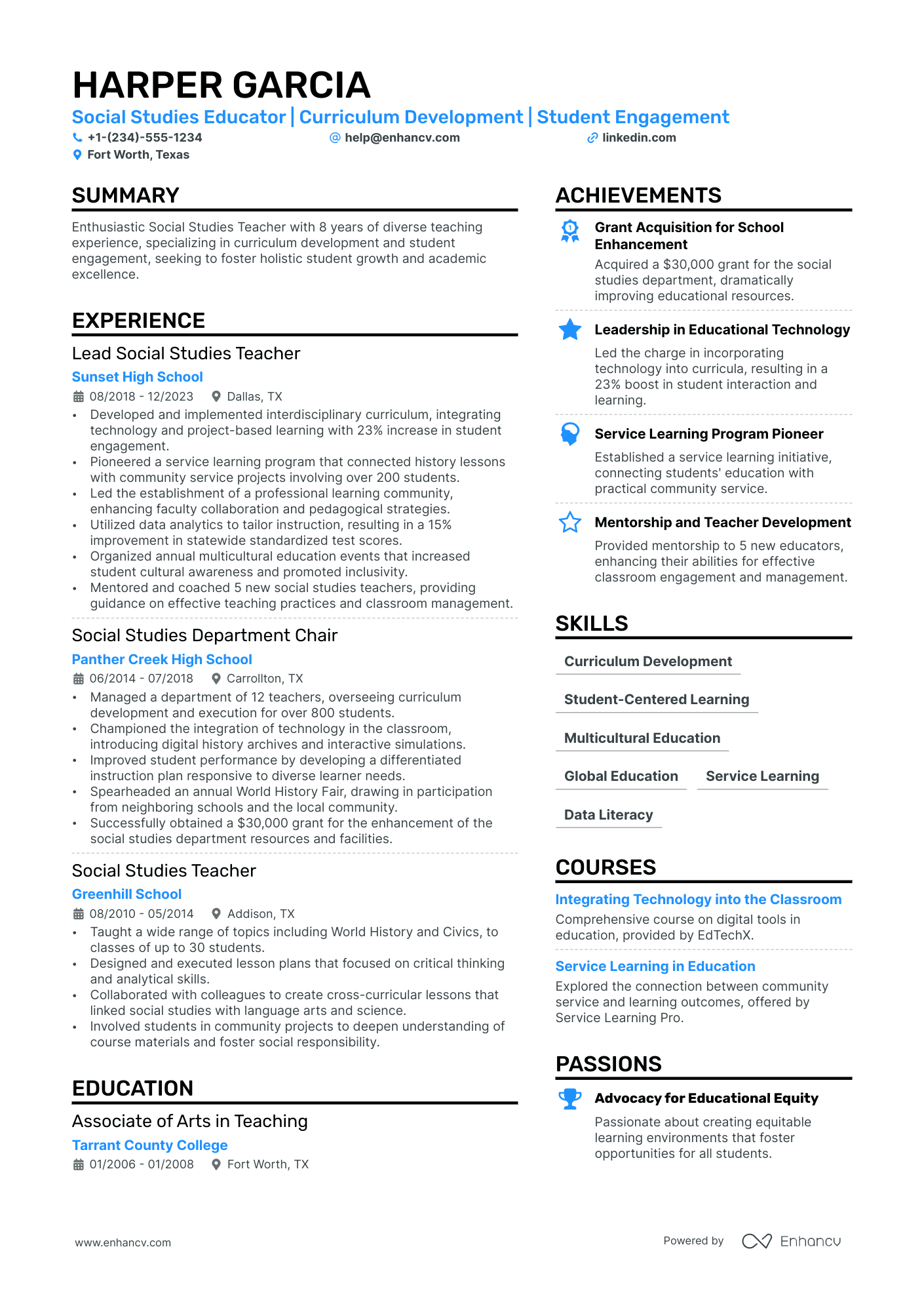 10 Social Studies Teacher Resume Examples Guide For 2025