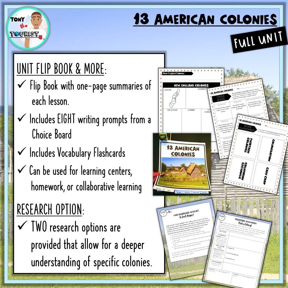 13 American Colonies Unit Reading Passages Research Flip Book PowerPoint Test Made By Teachers