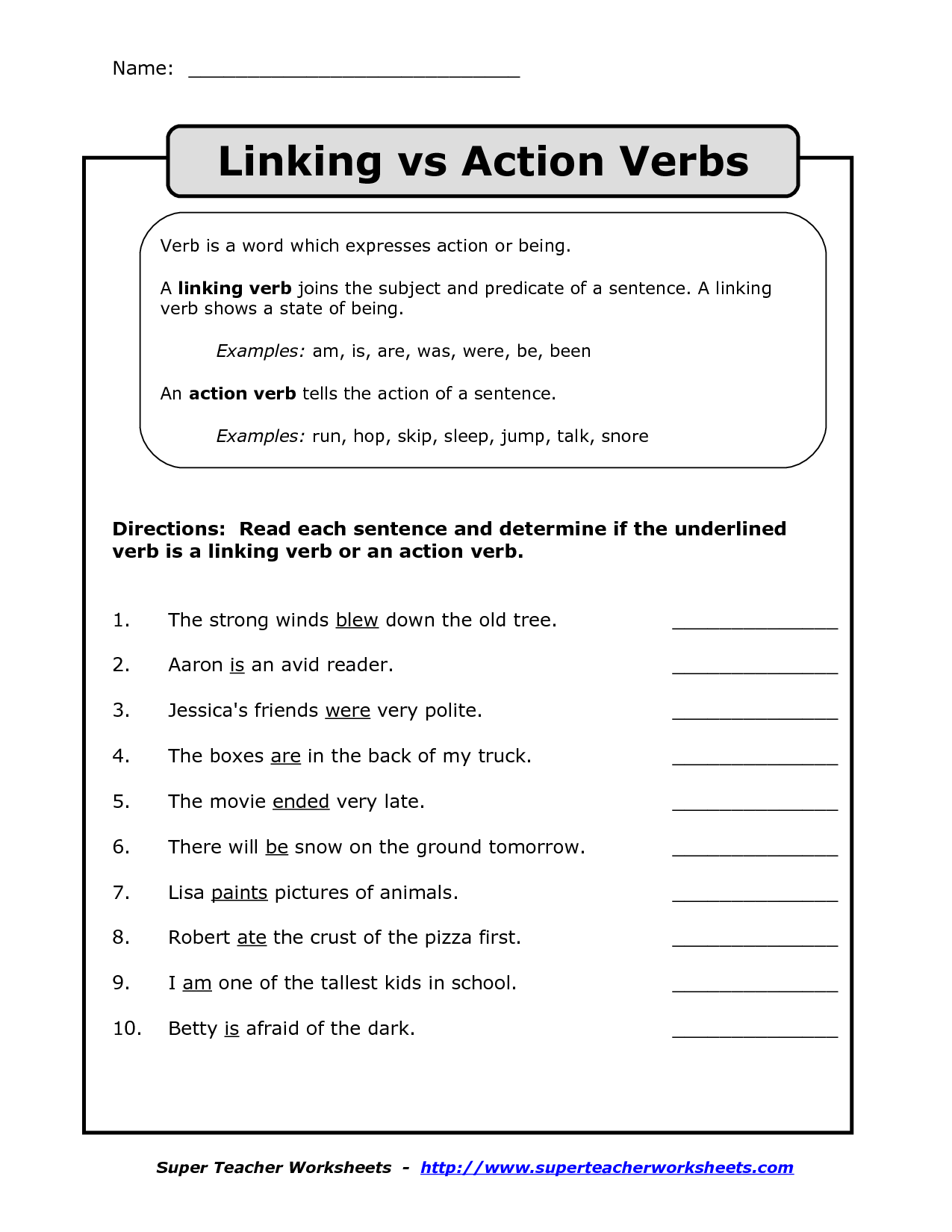 Linking Verbs And Helping Verbs 5 Worksheets Answer Key Grades 3 4 Google Drive Made By Teachers