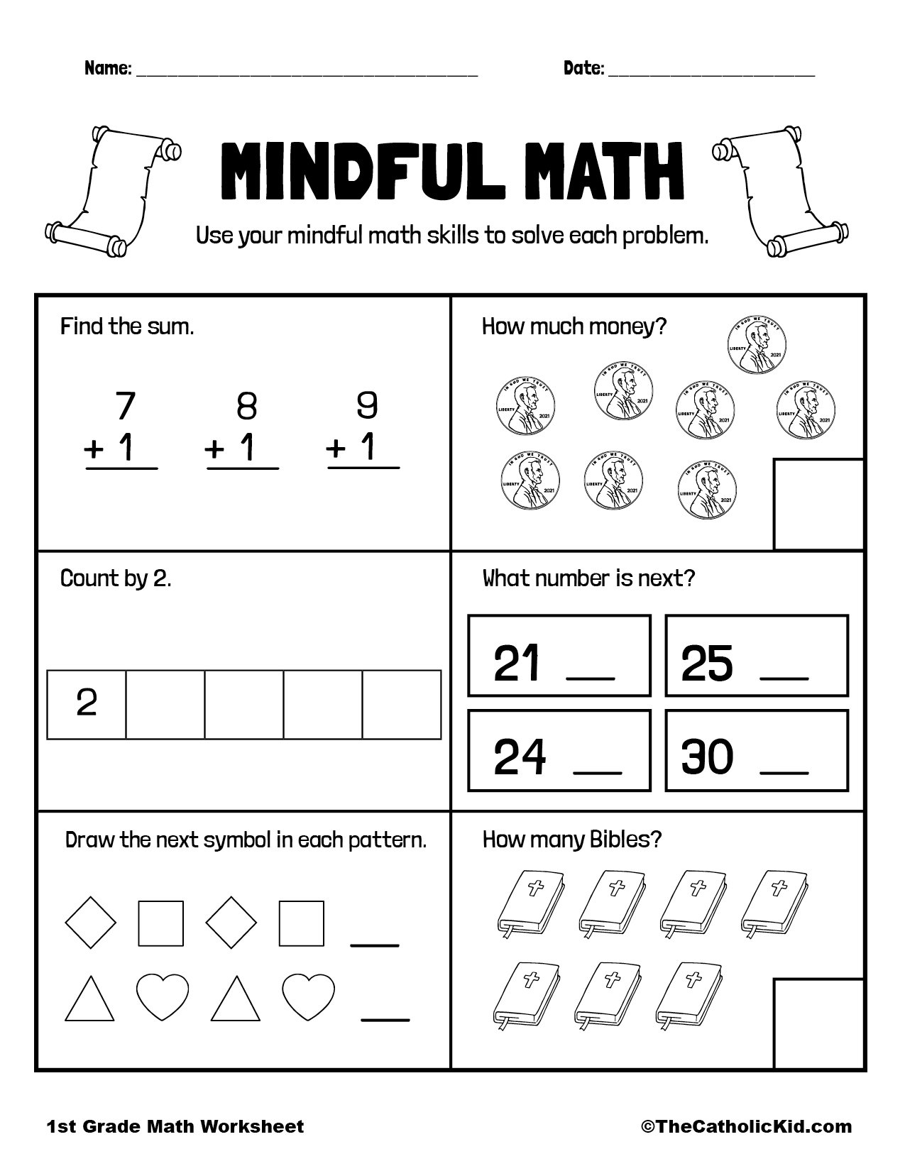 1st Grade Pattern Recognition Catholic Worksheets TheCatholicKid 1st Grade Pattern Recognition Catholic Worksheets TheCatholicKid