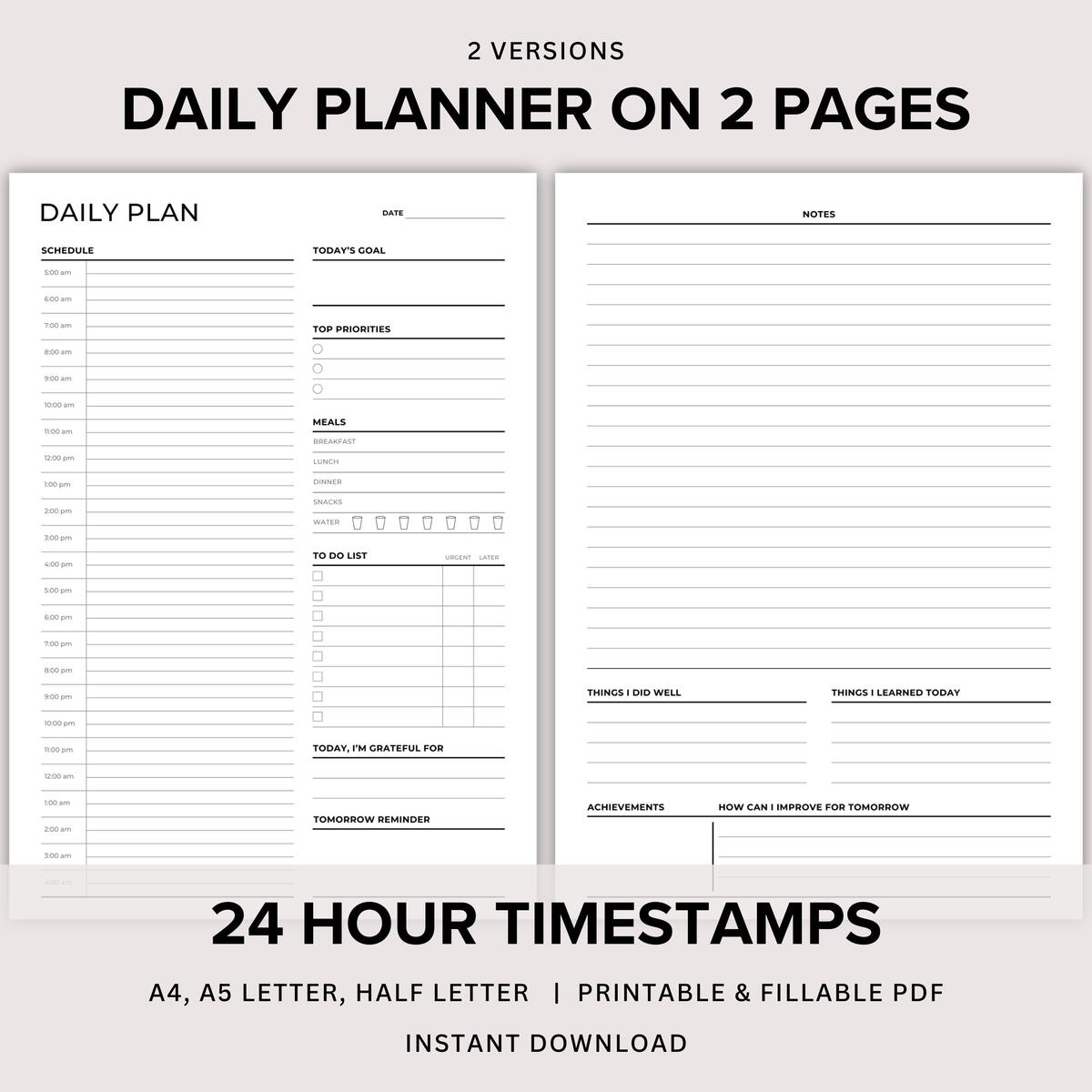 24 Hour Daily Planner Printable Daily Plan On 2 Pages Day On 2 Page 2 Page Per Day Planner Time Blocking Template Day Schedule PDF Etsy Australia 24 Hour Daily Planner Printable Daily Plan On 2 Pages Day On 2 Page 2 Page Per Day Planner Time Blocking Template Day Schedule PDF Etsy Australia