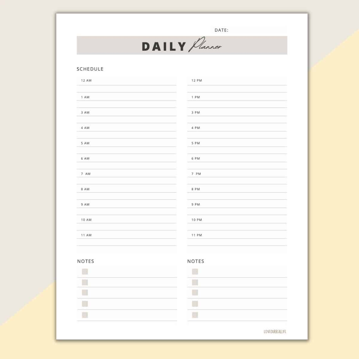 24 Hour Daily Schedule Template 1 Page Layout Printable Love Our Real Life 24 Hour Daily Schedule Template 1 Page Layout Printable Love Our Real Life