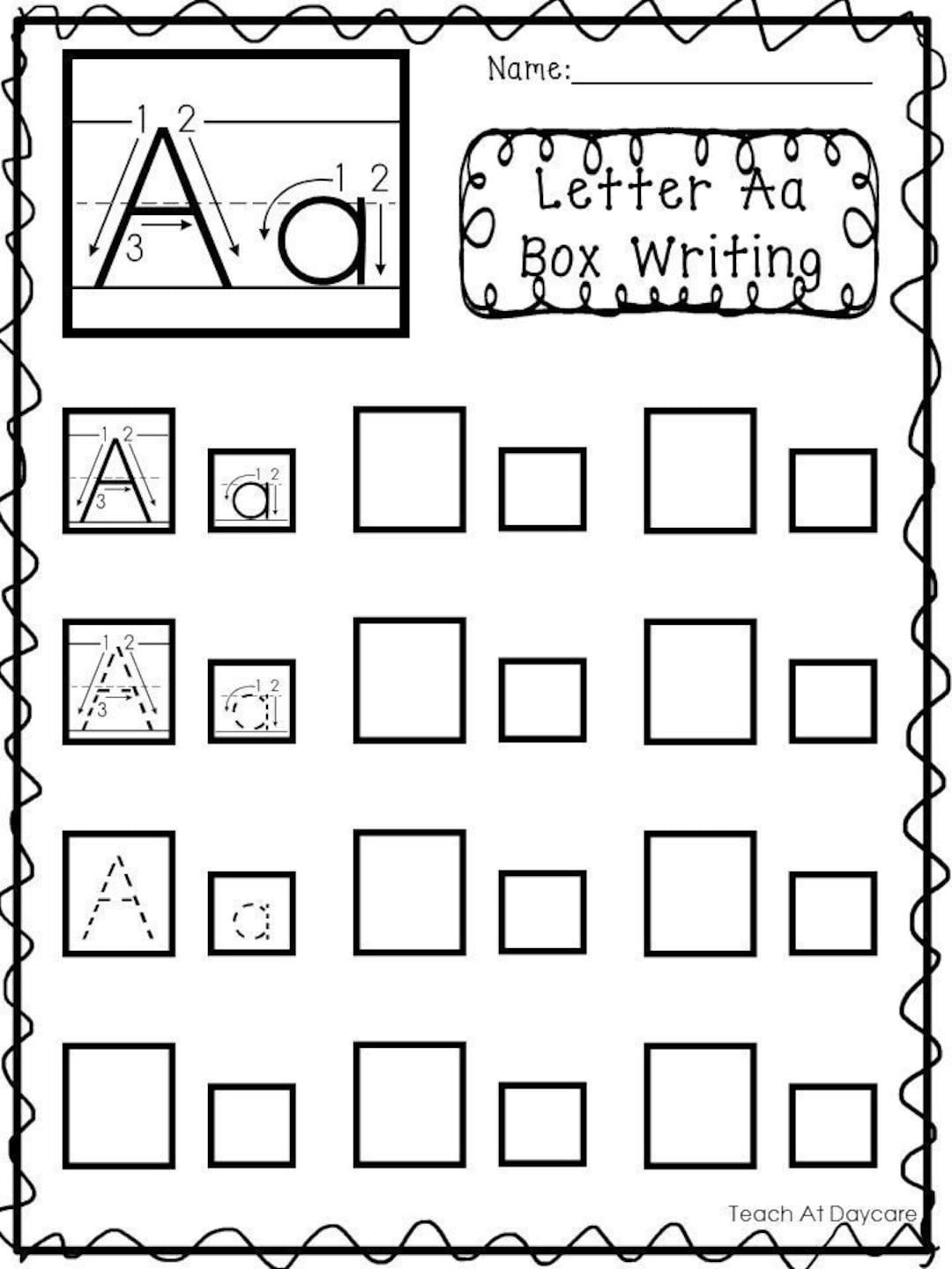 26 Printable Alphabet Box Writing Worksheets Preschool Kdg Phonics Etsy