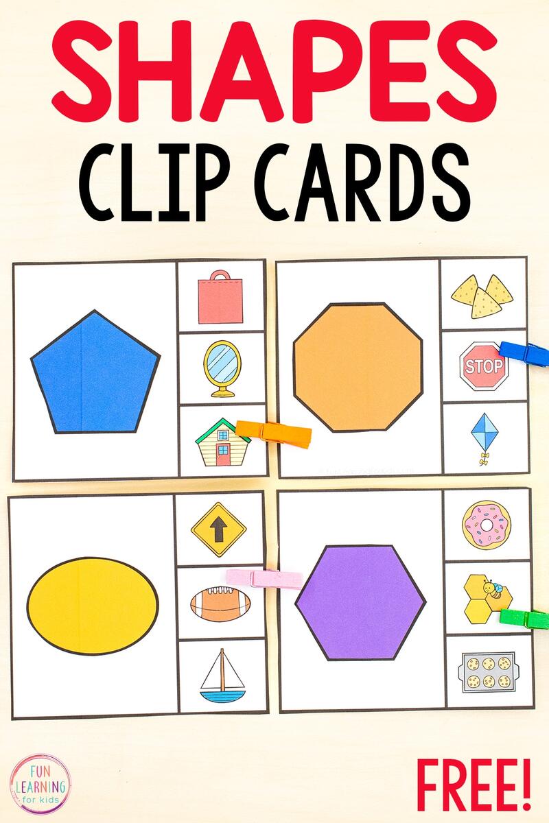 2D Shapes Clip Cards Free Printable Shapes For Kids Free Printable PDF For Preschool Kids