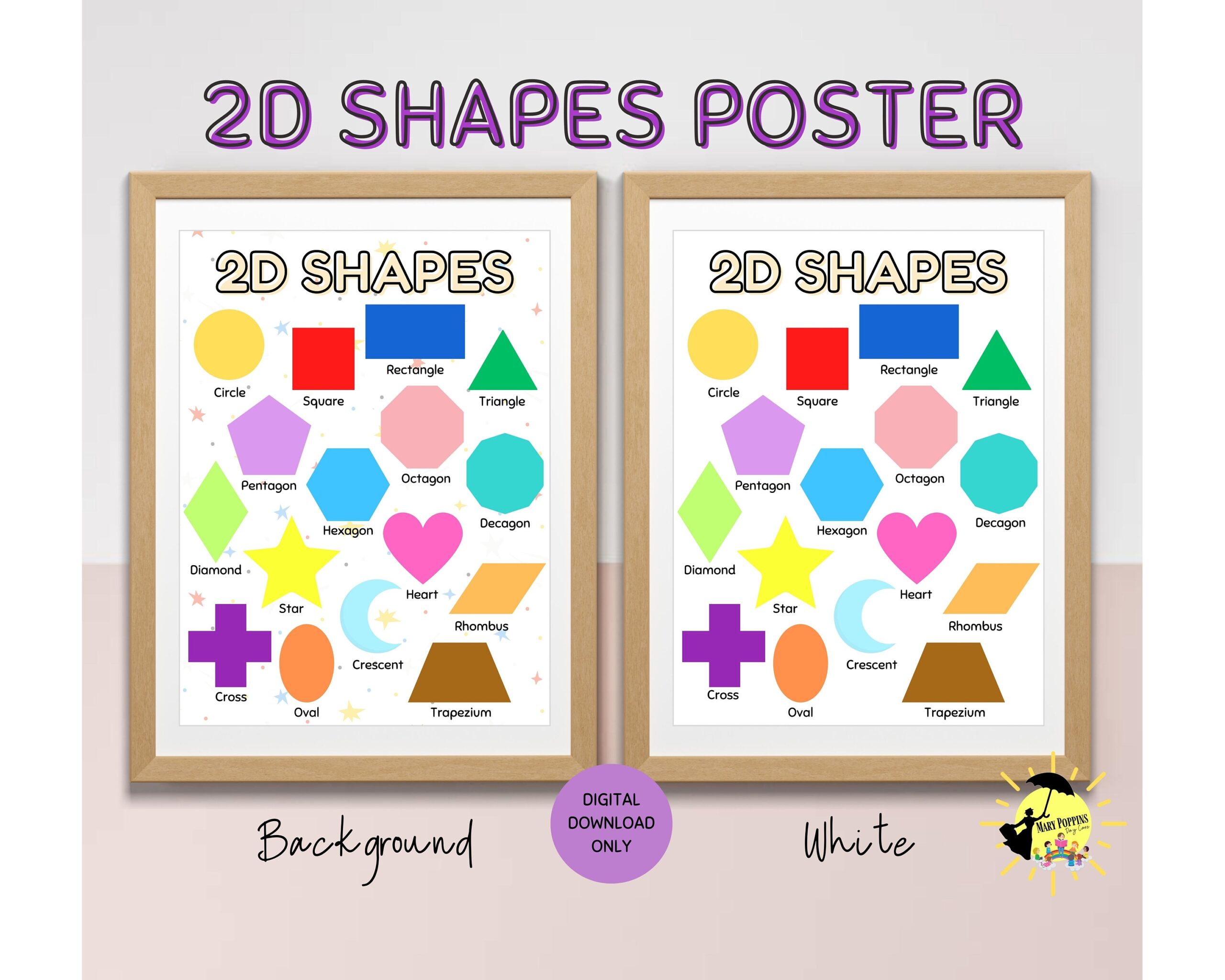 2D Shapes Poster Etsy