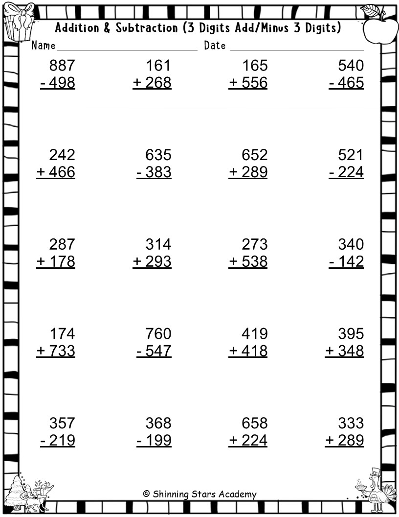 3 Digit Mixed Addition Subtraction With Regrouping Worksheets Borrowing And Carrying Practice Teaching Resources
