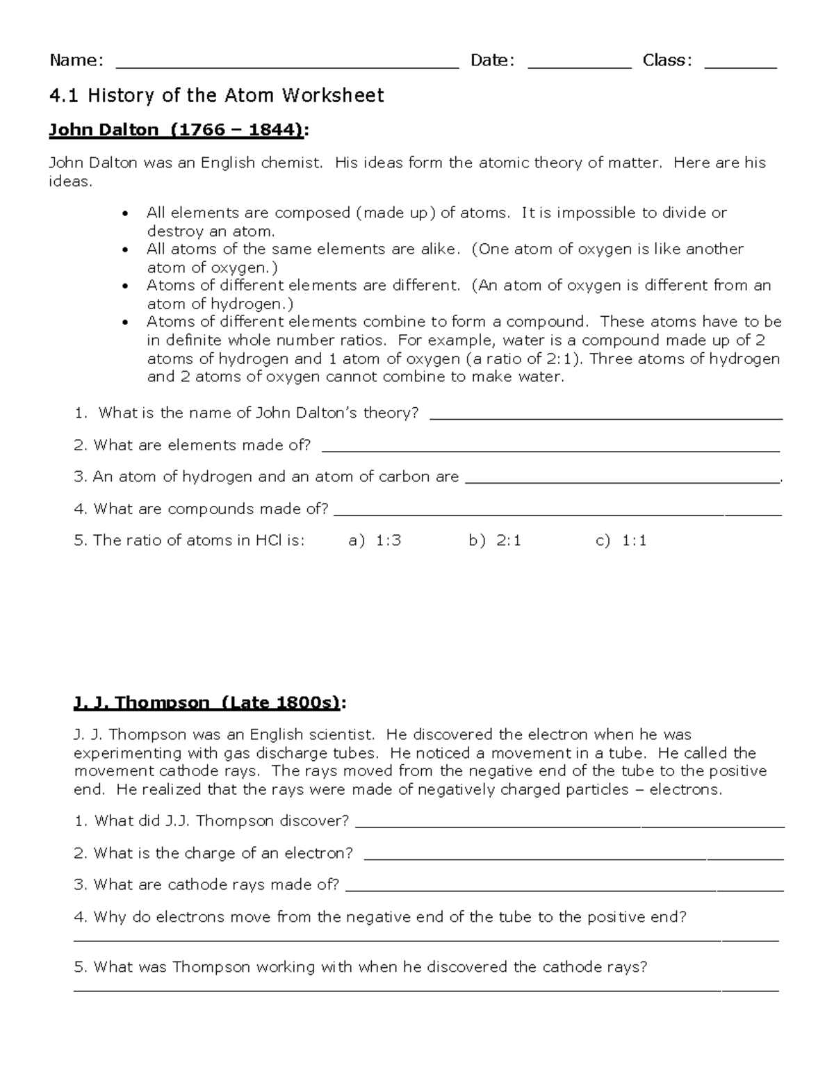 Chapter 4 1 Guided Notes On Atomic Structure Models Studocu