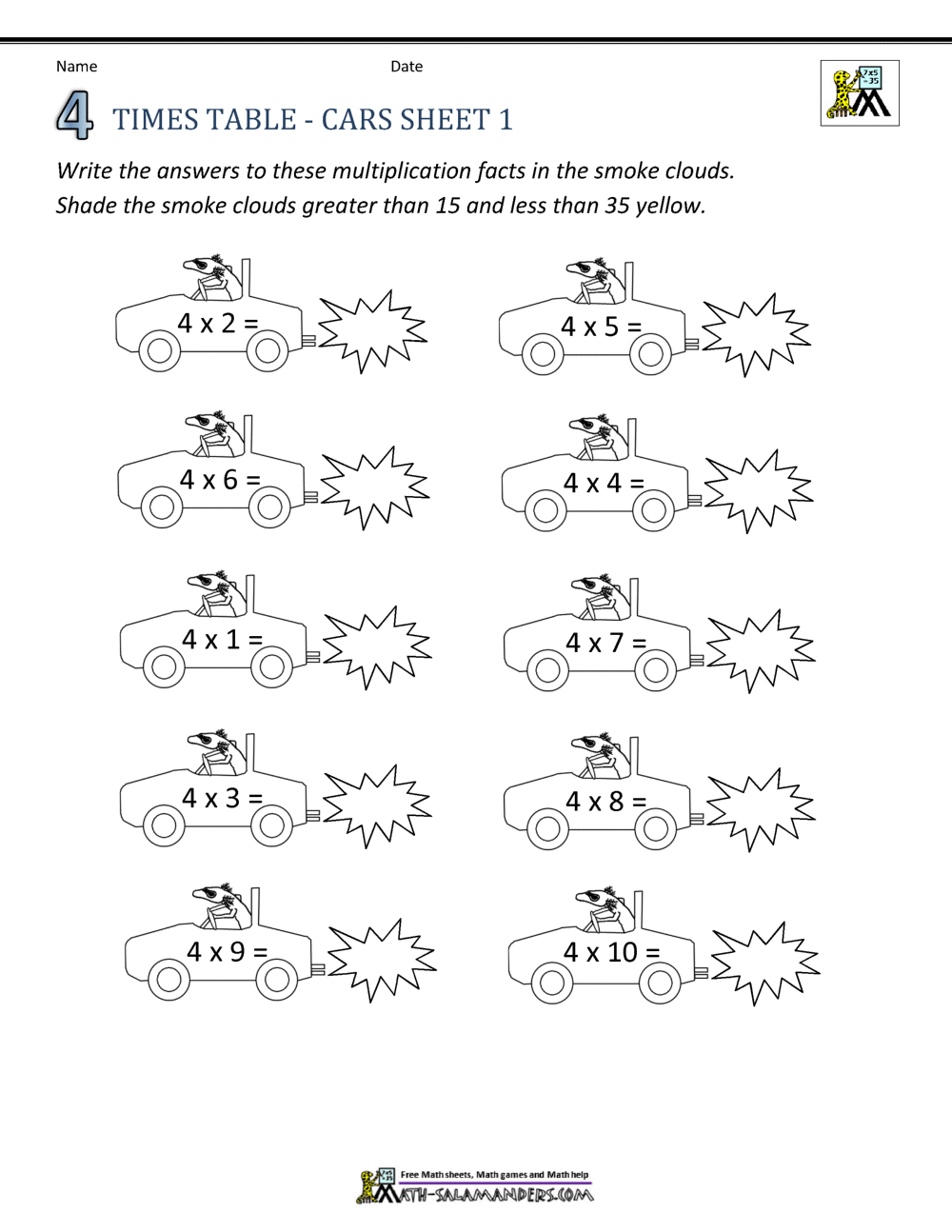 4 Times Table Worksheet Page Multiplication Worksheets One Digit Math Drills Free Printables Lettering SVG Files Tools Apps