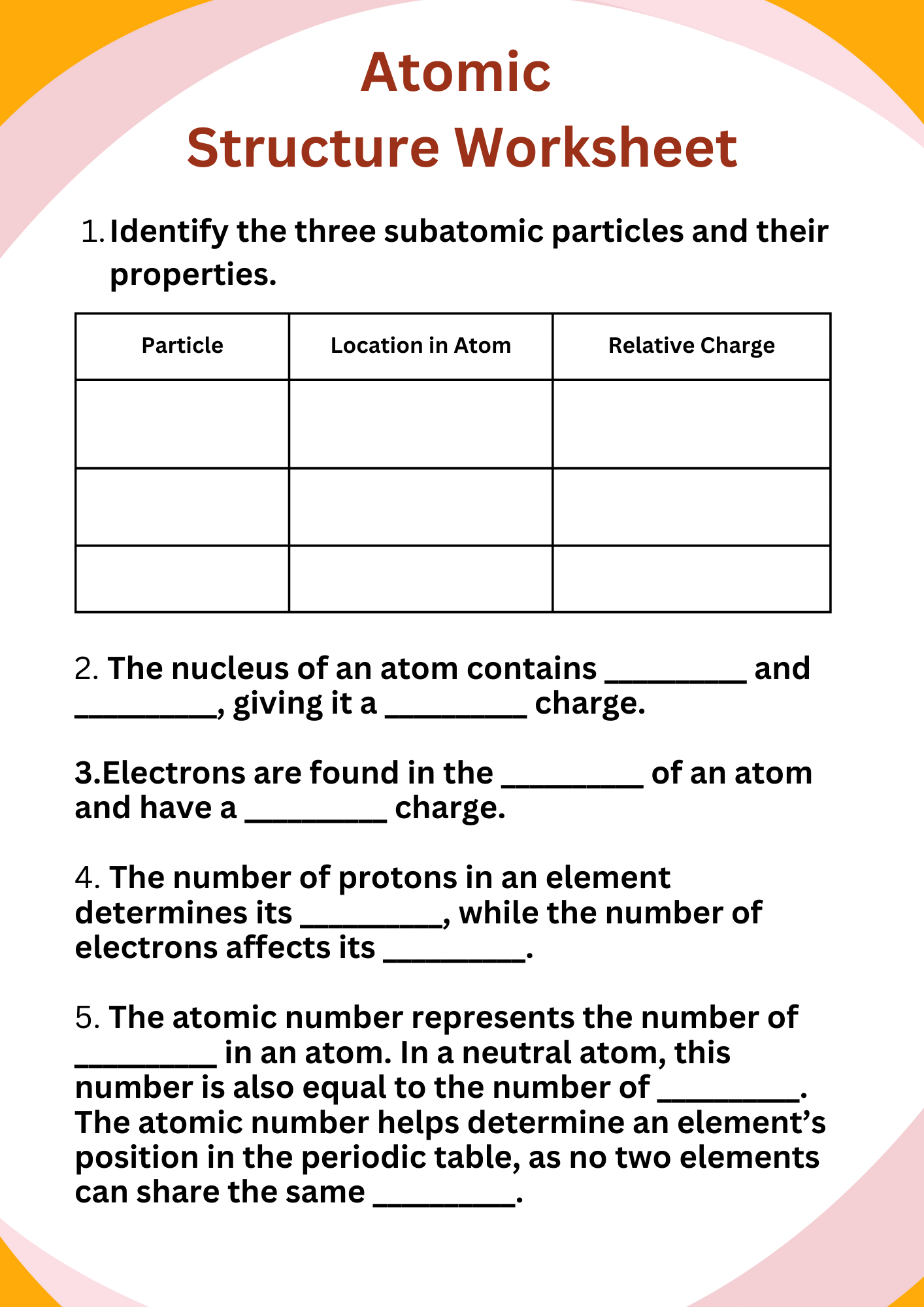 50 Atomic Structure Worksheet To Download In PDF