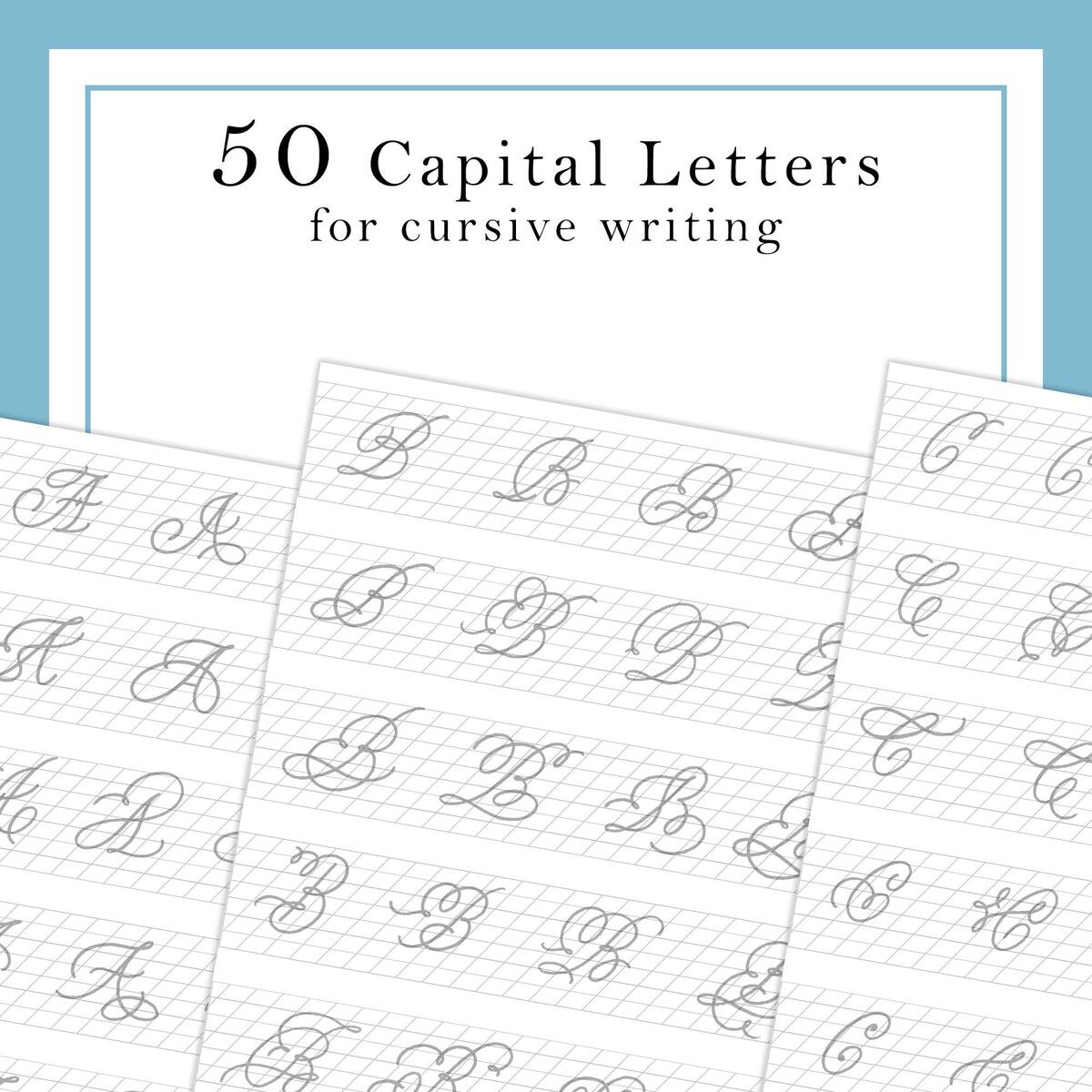 50 Capital Letters For Cursive Handwriting Etsy 50 Capital Letters For Cursive Handwriting Etsy