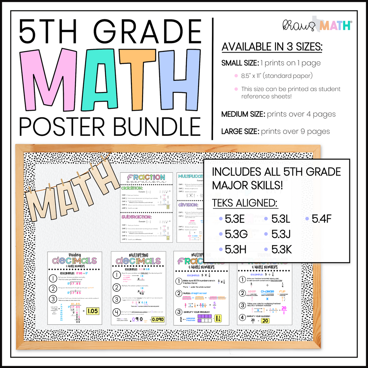 5th Grade Math Poster Bundle Kraus Math