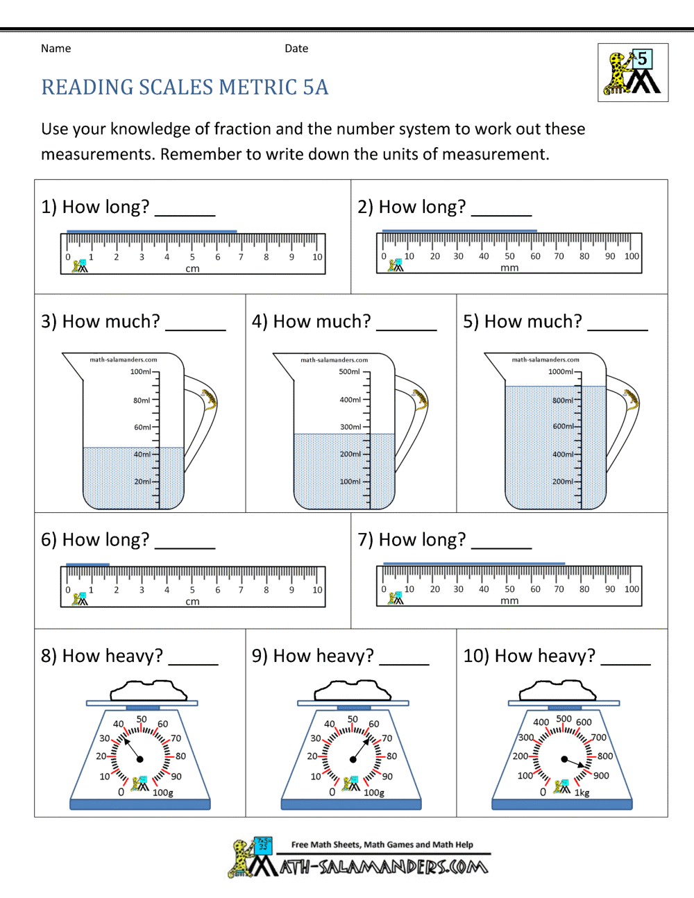 5th Grade Measurement Worksheets 5th Grade Measurement Worksheets