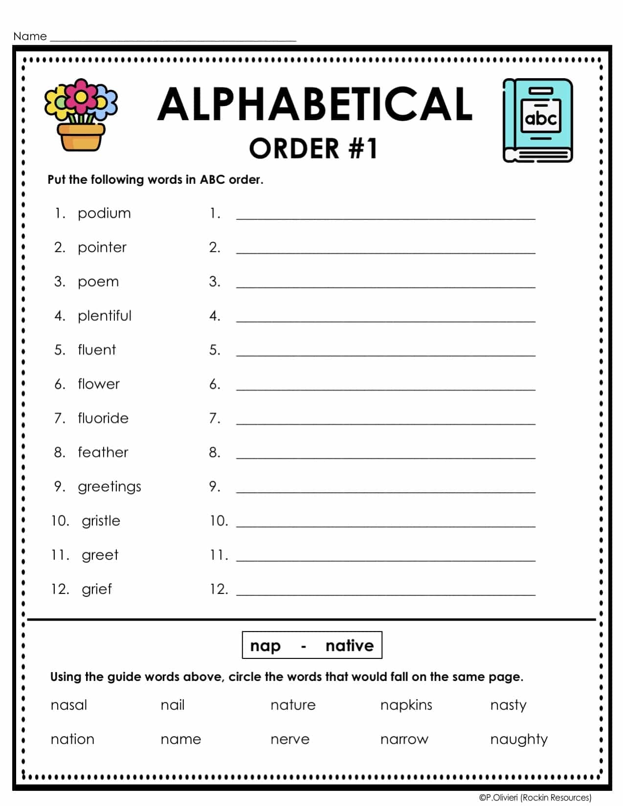 Alphabet Worksheets Alphabetical Order Worksheets