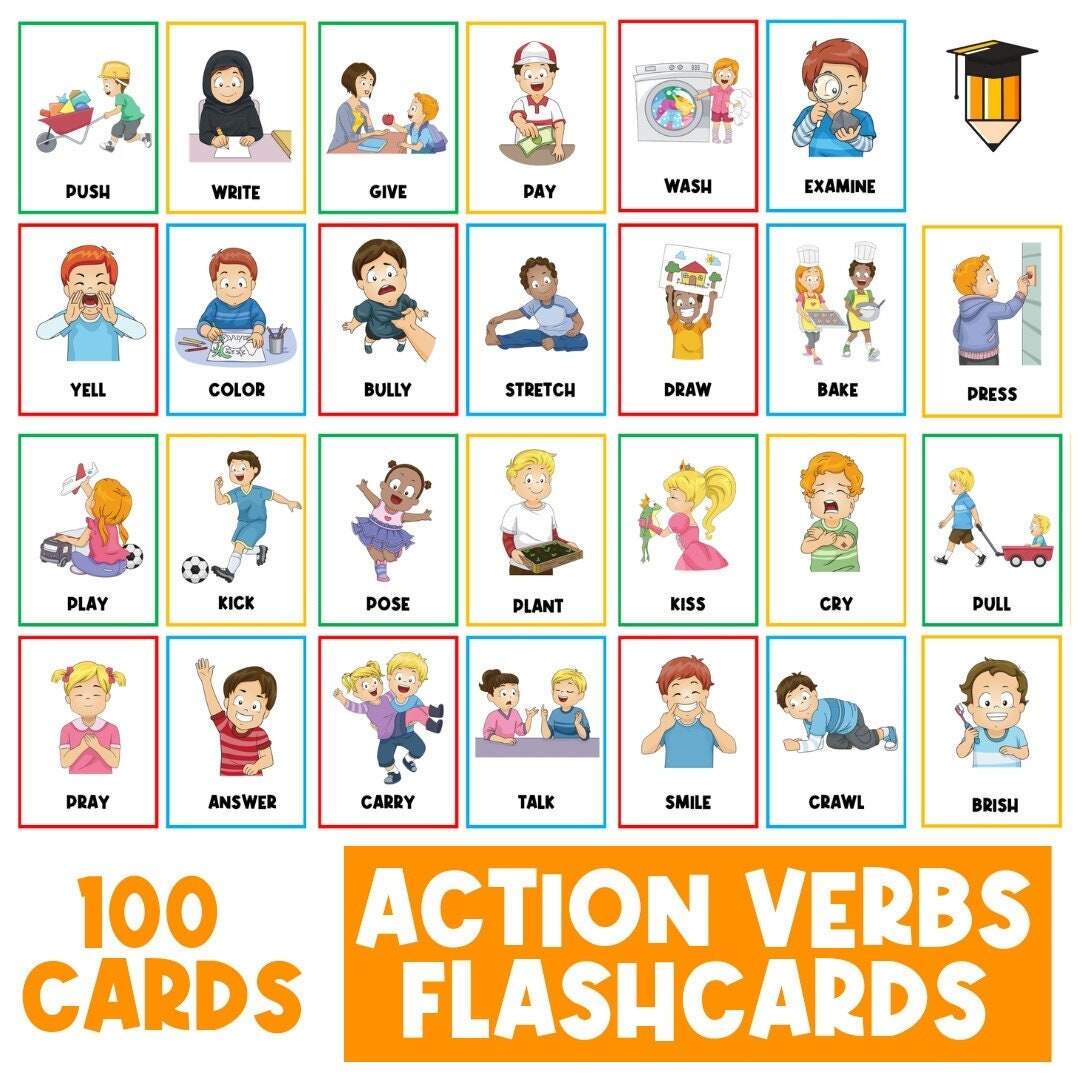 ACTION VERBS FLASHCARDS Vocabulary Parts Of Speech Positional Words Kindergarten Preschool Literacy Center Language Etsy Denmark ACTION VERBS FLASHCARDS Vocabulary Parts Of Speech Positional Words Kindergarten Preschool Literacy Center Language Etsy Denmark