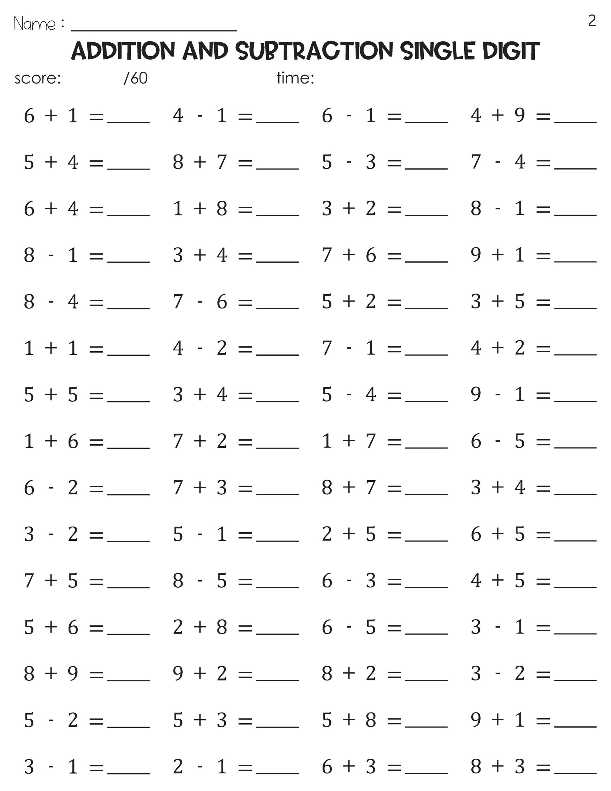 Adding And Subtracting Single Digits By Teach Simple