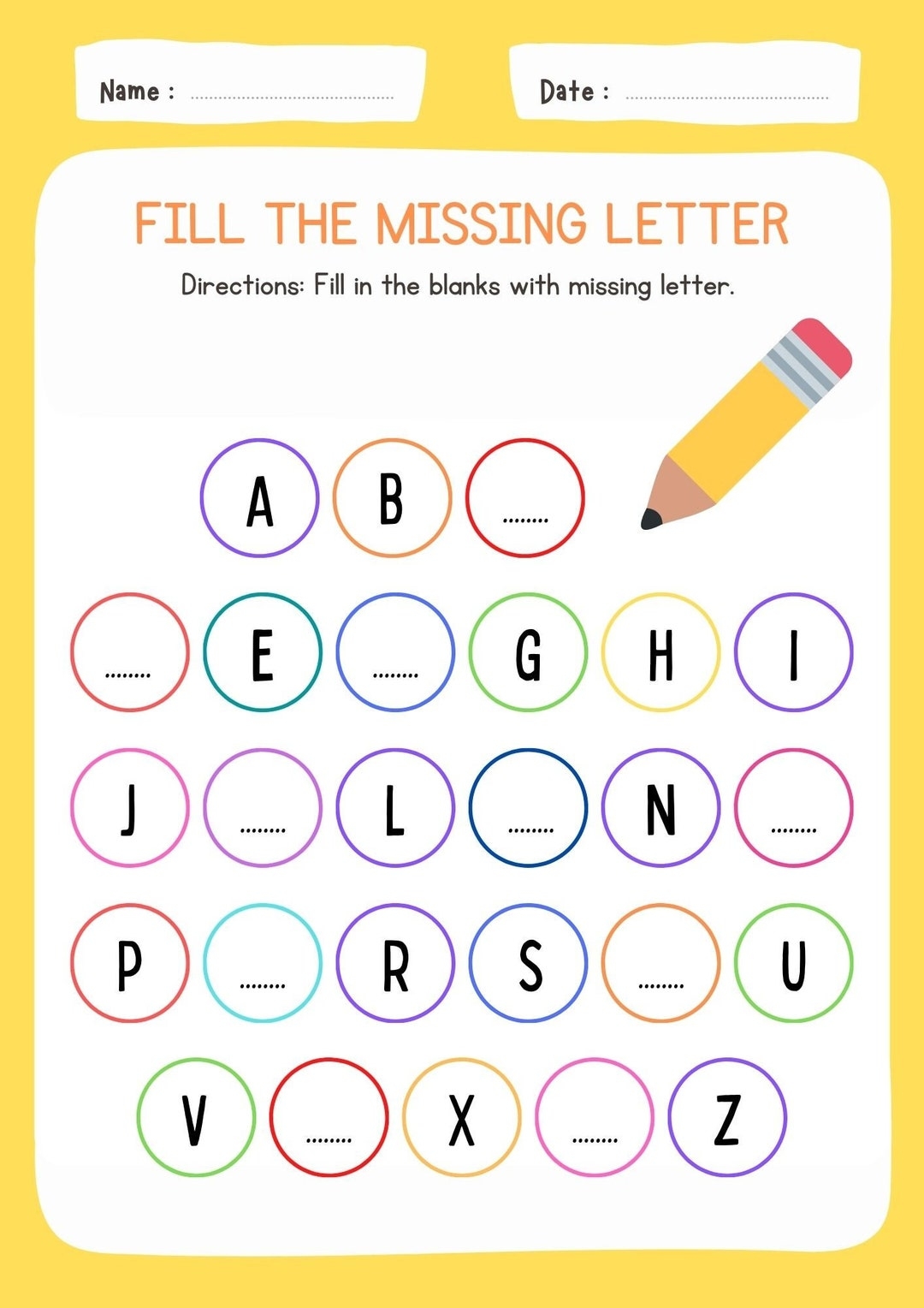 Alphabet Fill In The Missing Letter Etsy Alphabet Fill In The Missing Letter Etsy