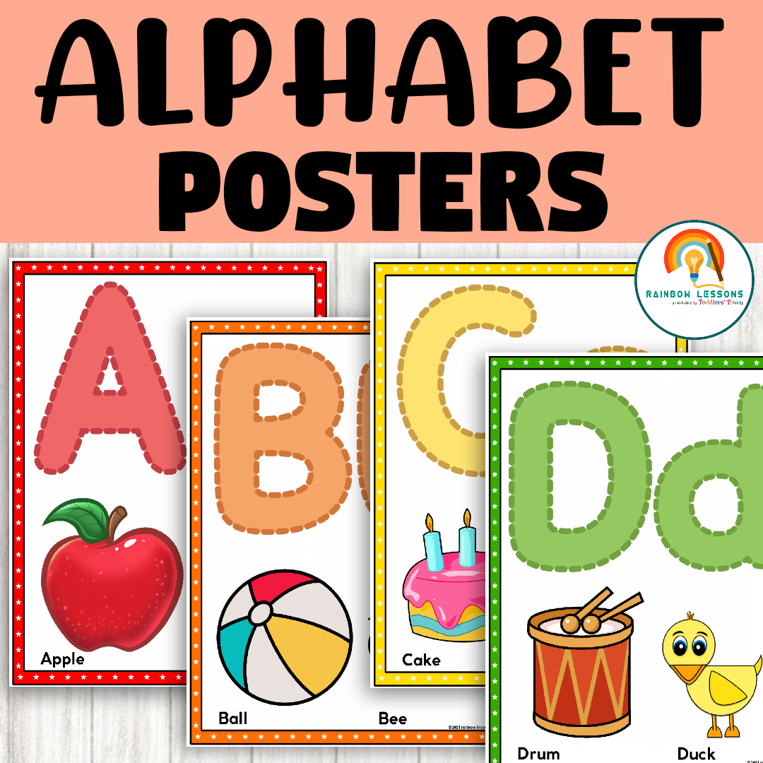 Alphabet Posters With Pictures Alphabet Wall Cards Colorful ABC Posters Made By Teachers