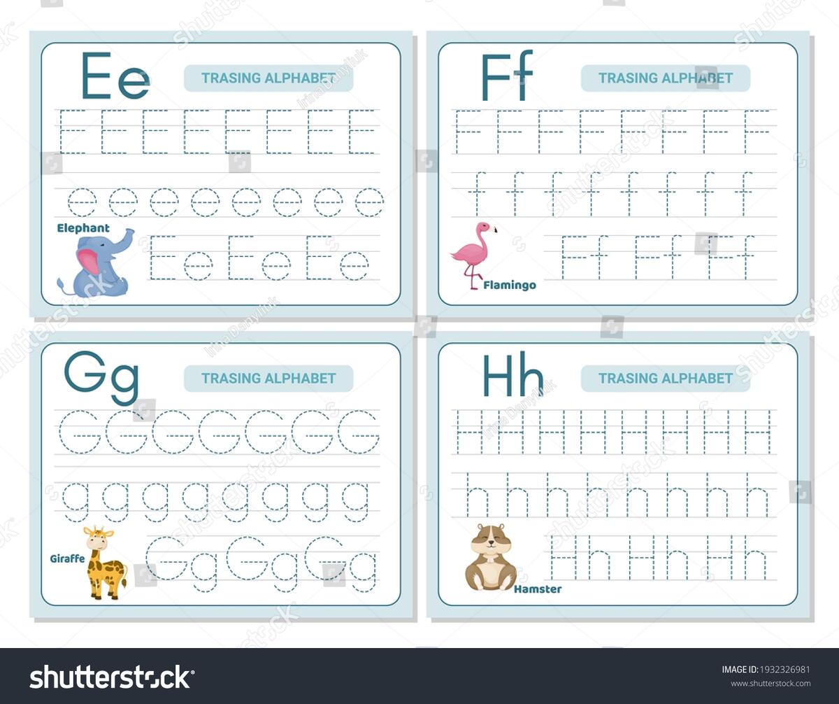 Alphabet Tracing Practice Letter E F Stock Vector Royalty Free 1932326981 Shutterstock
