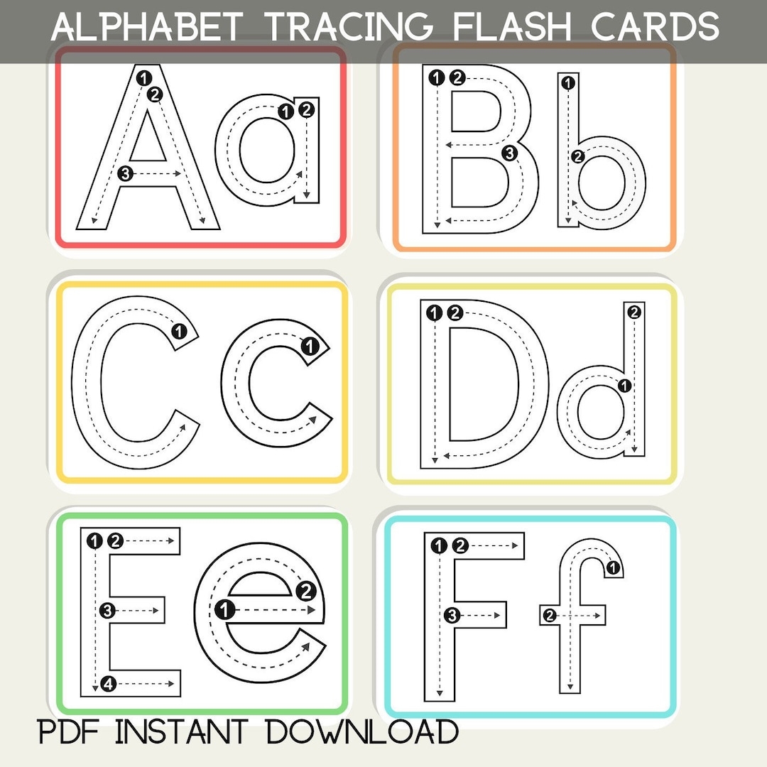 Alphabet Tracing Wipeable Flash Cards Practice Writing Children Kids Preschool First Words Printable Download PDF Etsy