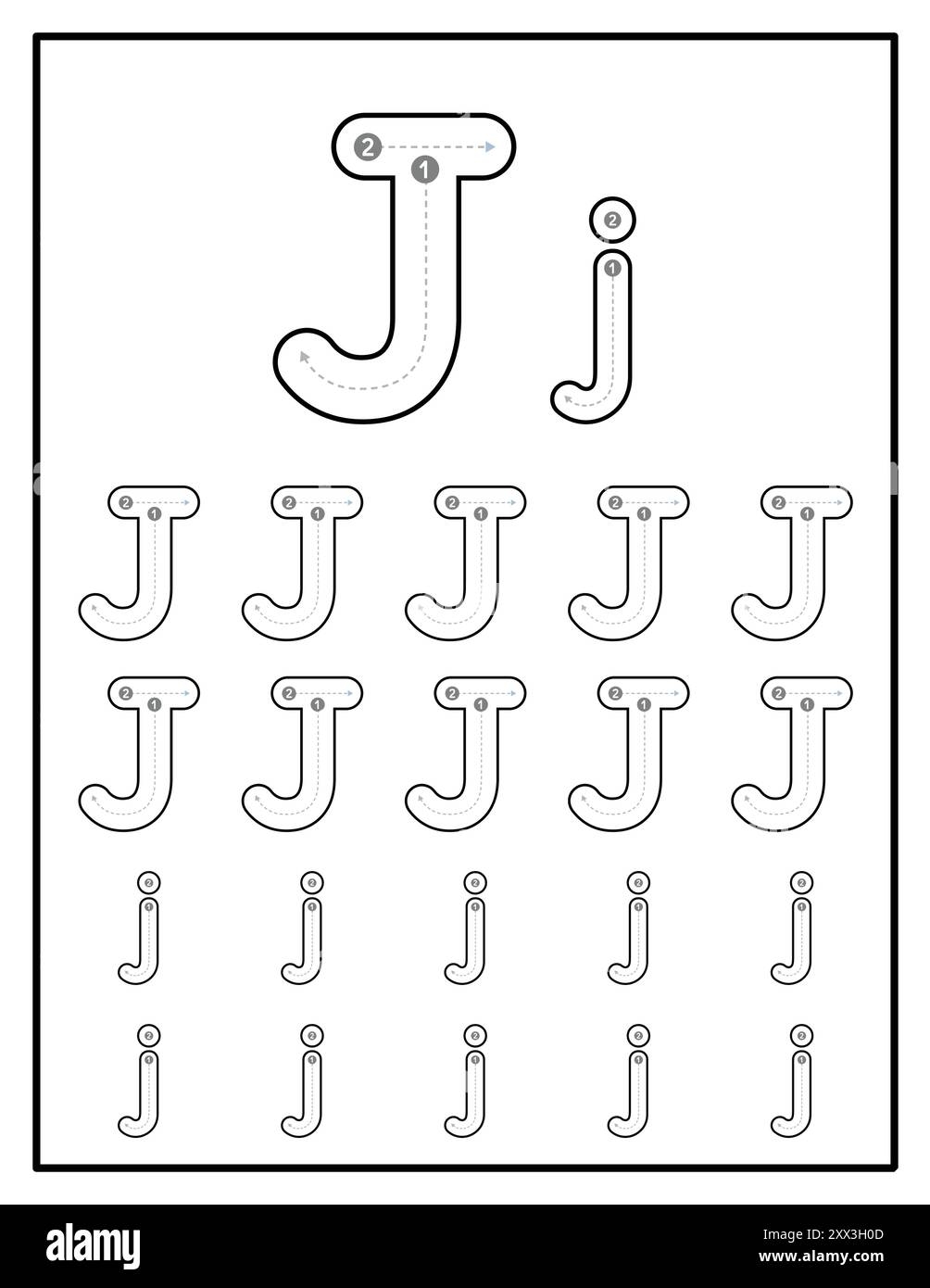 Alphabet Tracing Worksheets For Kids With Uppercase And Lowercase Letter Practice Pages Letter J Stock Vector Image Art Alamy Alphabet Tracing Worksheets For Kids With Uppercase And Lowercase Letter Practice Pages Letter J Stock Vector Image Art Alamy