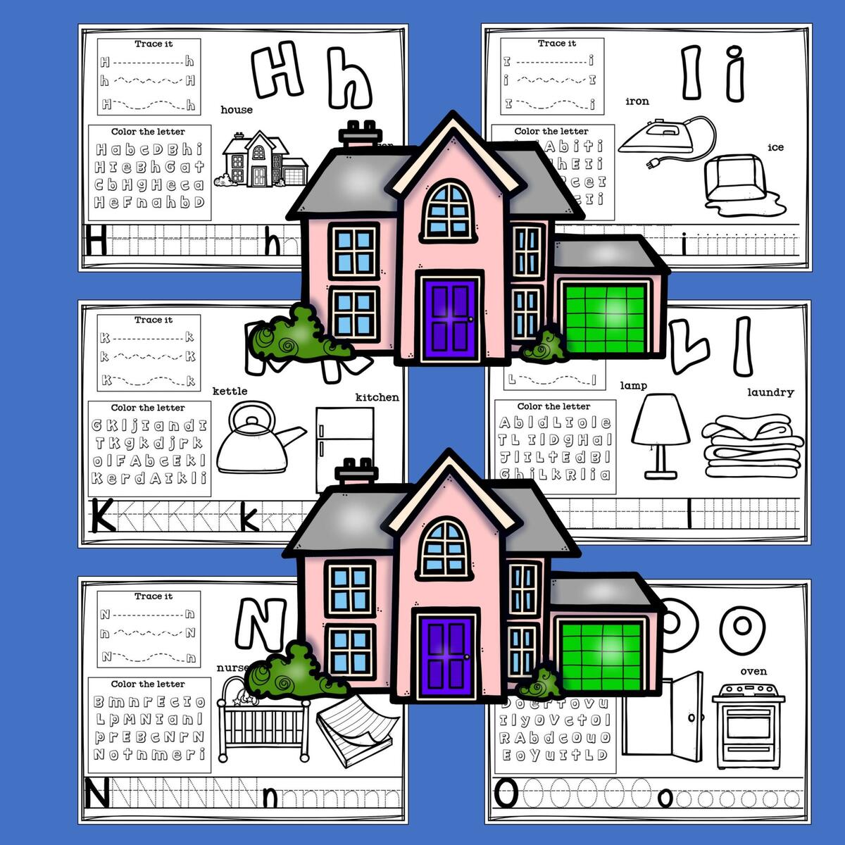 Alphabet Workbook Worksheets A Z My House Theme Classful