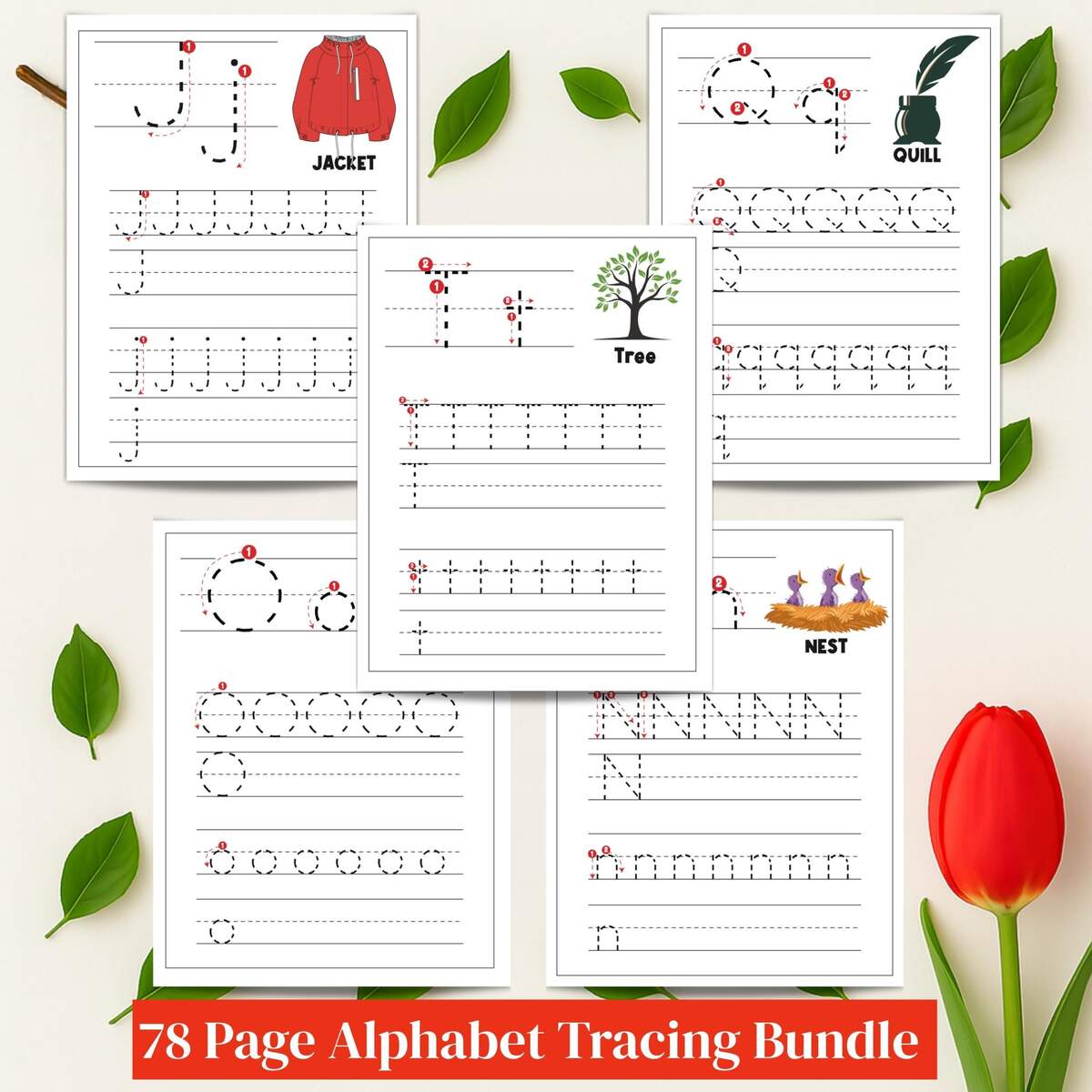 Alphabet Writing Practice Bundle 78 Page Tracing Worksheets For Kids Handwriting Fine Motor Skills Preschool And Kindergarten Learning Etsy