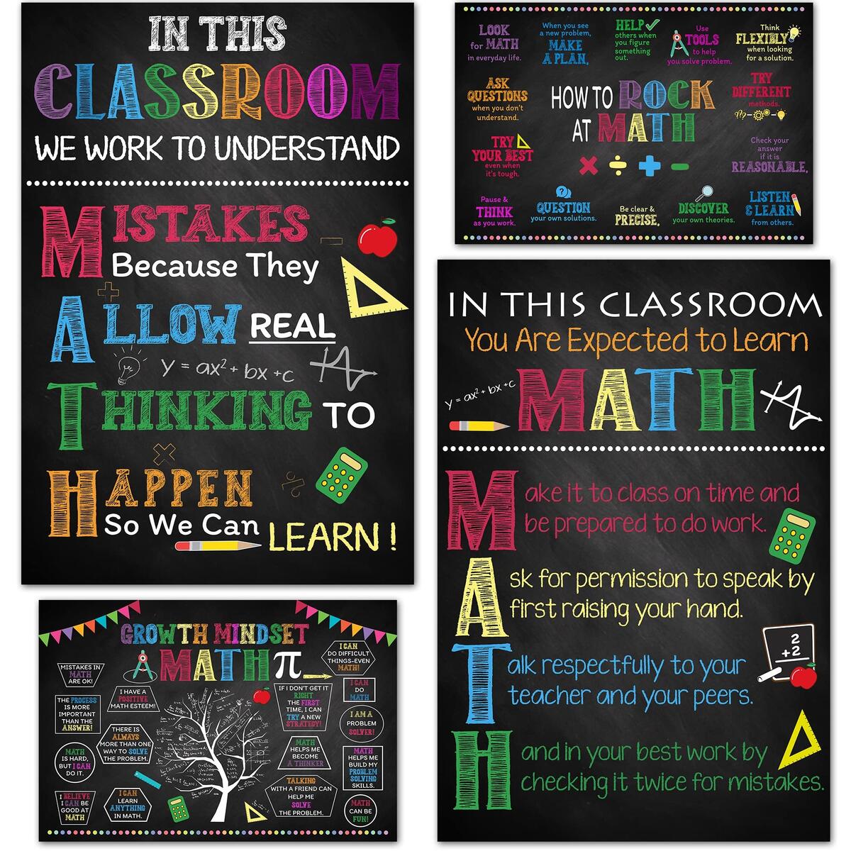 Amazon 4 Pcs Math Posters 11 X17 Math Classroom Supplies For Teachers Decorations For Elementary Middle And High School Mathematics Education Essential Classroom Signs Must Haves Office Products Amazon 4 Pcs Math Posters 11 X17 Math Classroom Supplies For Teachers Decorations For Elementary Middle And High School Mathematics Education Essential Classroom Signs Must Haves Office Products