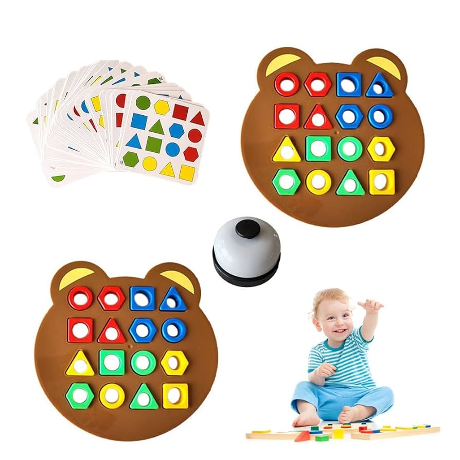 Amazon Drkicsy Shape Matching Game Color Sensory Educational Toy Children Puzzles Geometric Shape Quick Matching Board Game Preschool Educational Learning Puzzle Toy For Toddlers Two Players A with Bell Toys Games