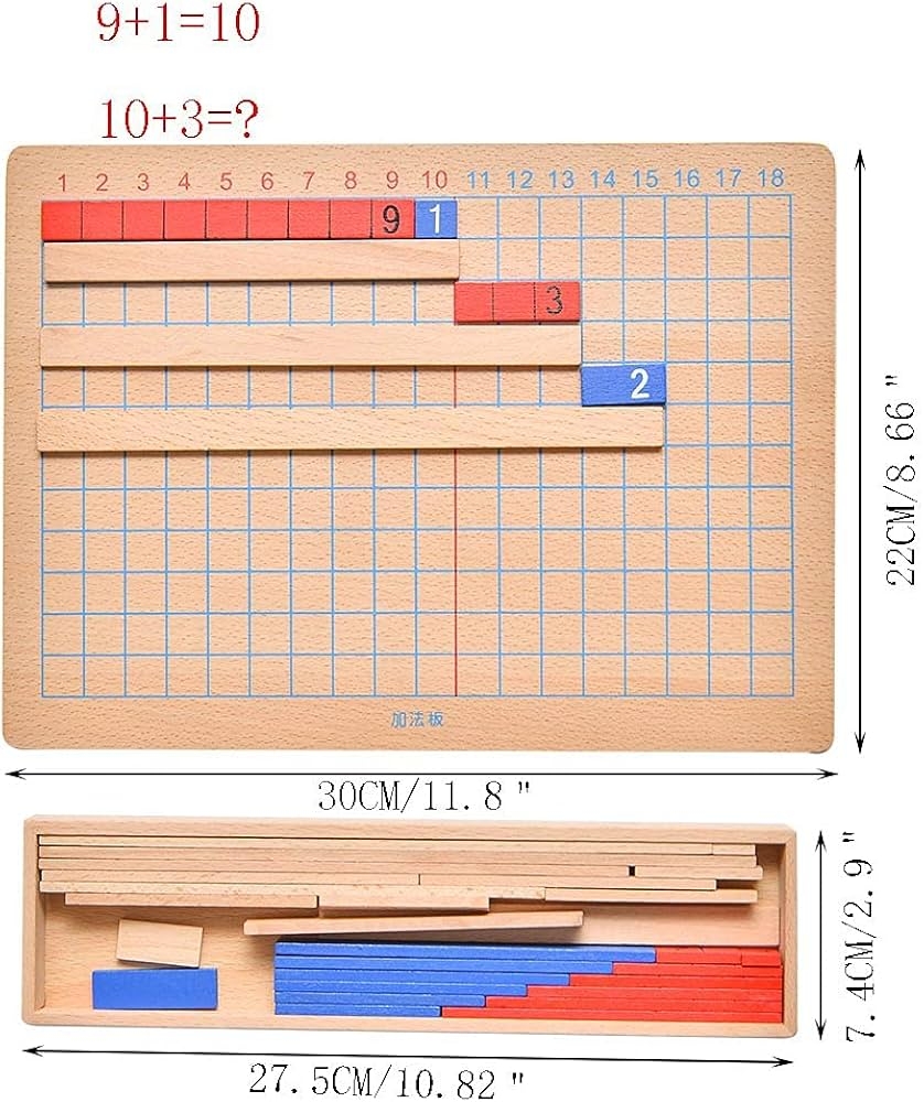 Amazon Kghios Montessori Addition And Subtraction Board Montessori Math Toys Material For Toddlers Childhood Kids Addition Subtraction Strip Board Toys Games