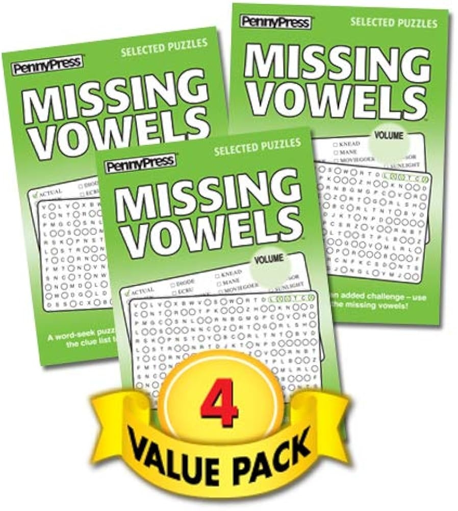 Amazon Missing Vowels Word Seek Word Search Puzzles For All Ages 4 Pack Paperback Penny Press Dell Magazines Dell Puzzle Books
