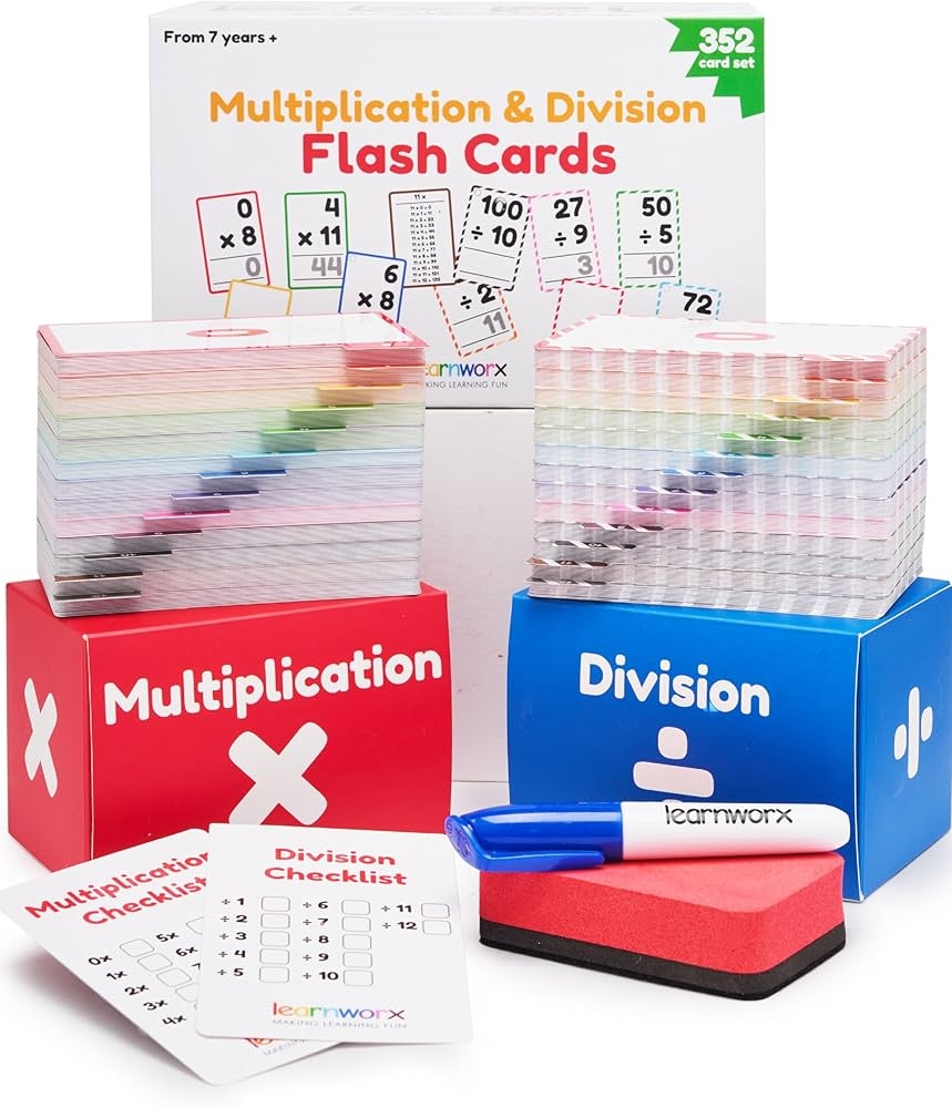 Amazon Multiplication Flash Cards Math Flash Cards Multiplication Division Math Facts Kids Games 2nd 3rd 4th 5th 6th Grade Times Table Bulk 352 Flashcards Set Ages 7 11 Toys Games