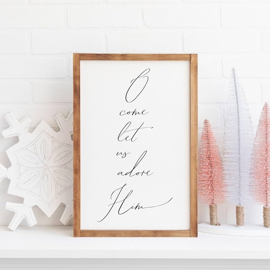 Amazon NATVVA Canvas Print O Come Let Us Adore Him Sign Wall Art Print Christmas Quote Poster Painting For Living Room Christmas Entryway Wall Decor Housewarming Gift Unframed Posters Prints