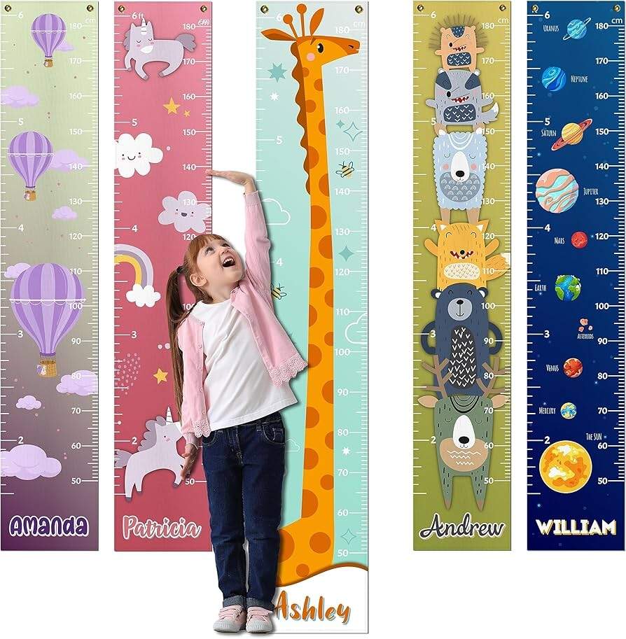 Amazon Personalized Kids Growth Chart 12 Designs 13oz Vinyl Height Measurement Ft Cm Inches Chart For Toddlers Ruler For Kids Baby Amazon KooKooBaby Kids Growth Chart For Wall 82 X7 9 Premium Canvas Removable Height Chart For Kids Height Measurement For Wall Height Chart Measuring For Kids Baby Child Height Wall Chart