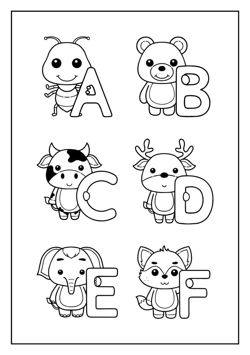 Animal Alphabet Coloring Pages Educational Printables Digital Download Etsy
