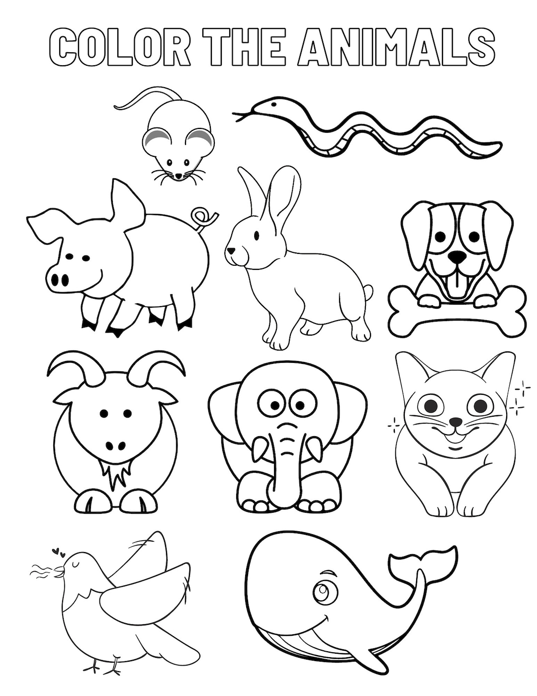 Animals Coloring Sheet Etsy Animals Coloring Sheet Etsy