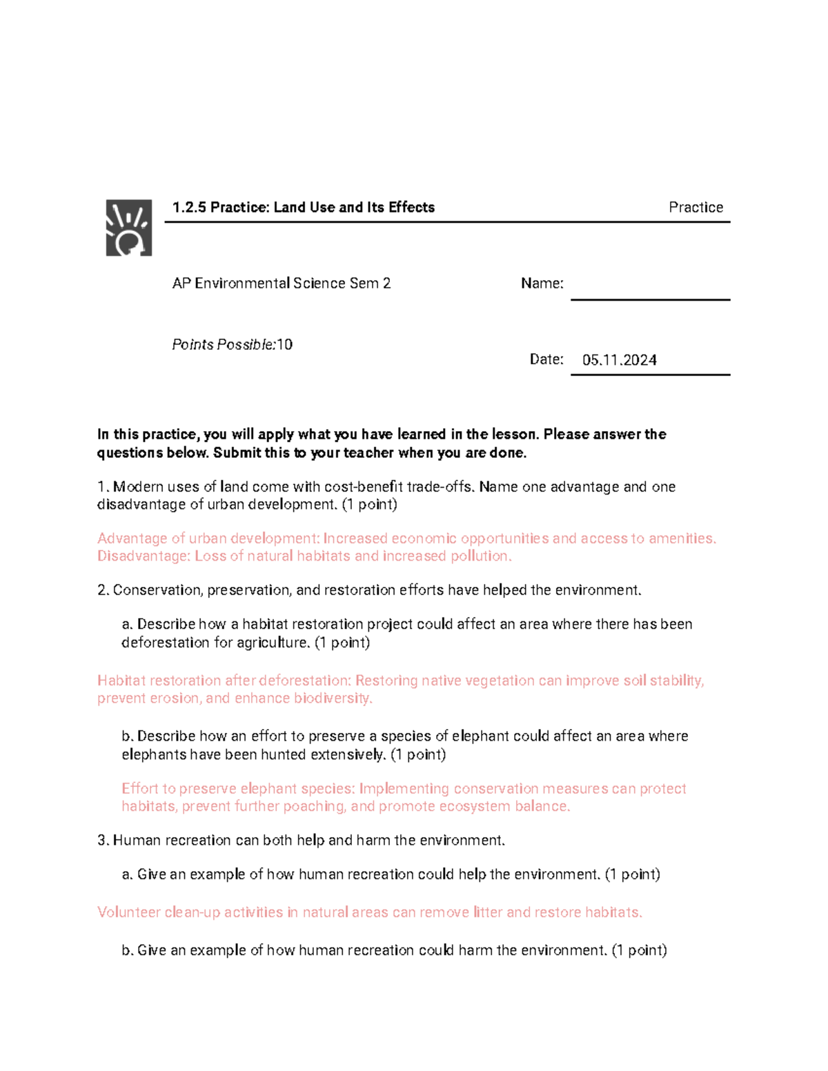 AP Environmental Science Sem 2 Land Use Practice Effects Notes Studocu Quiz Worksheet Kinds Of Land Use Study