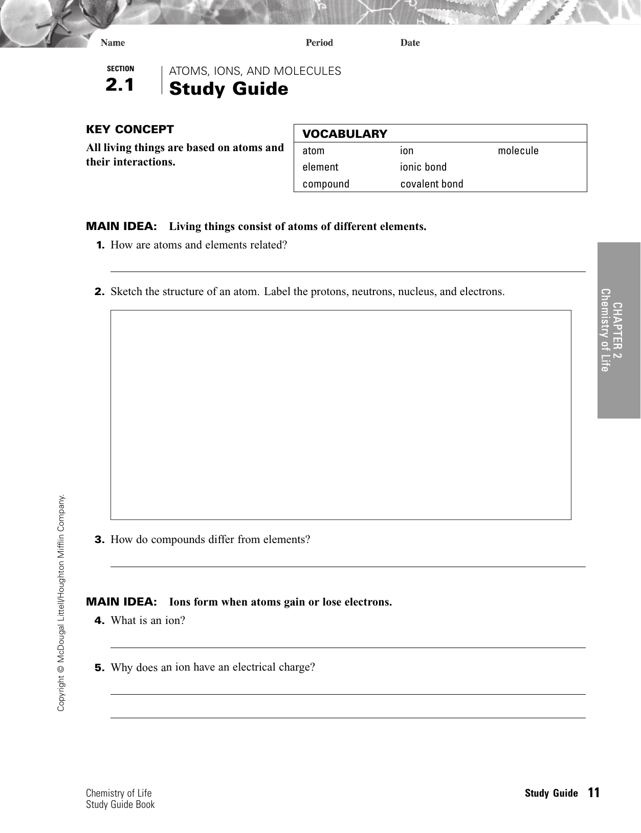 Atoms Ions Molecules Study Guide