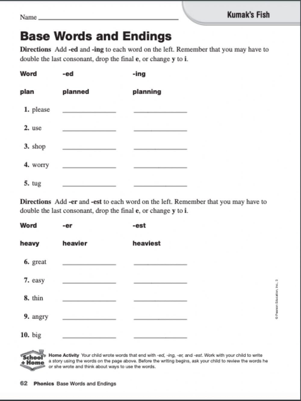 Base Word And Endings Worksheet Worksheets Library