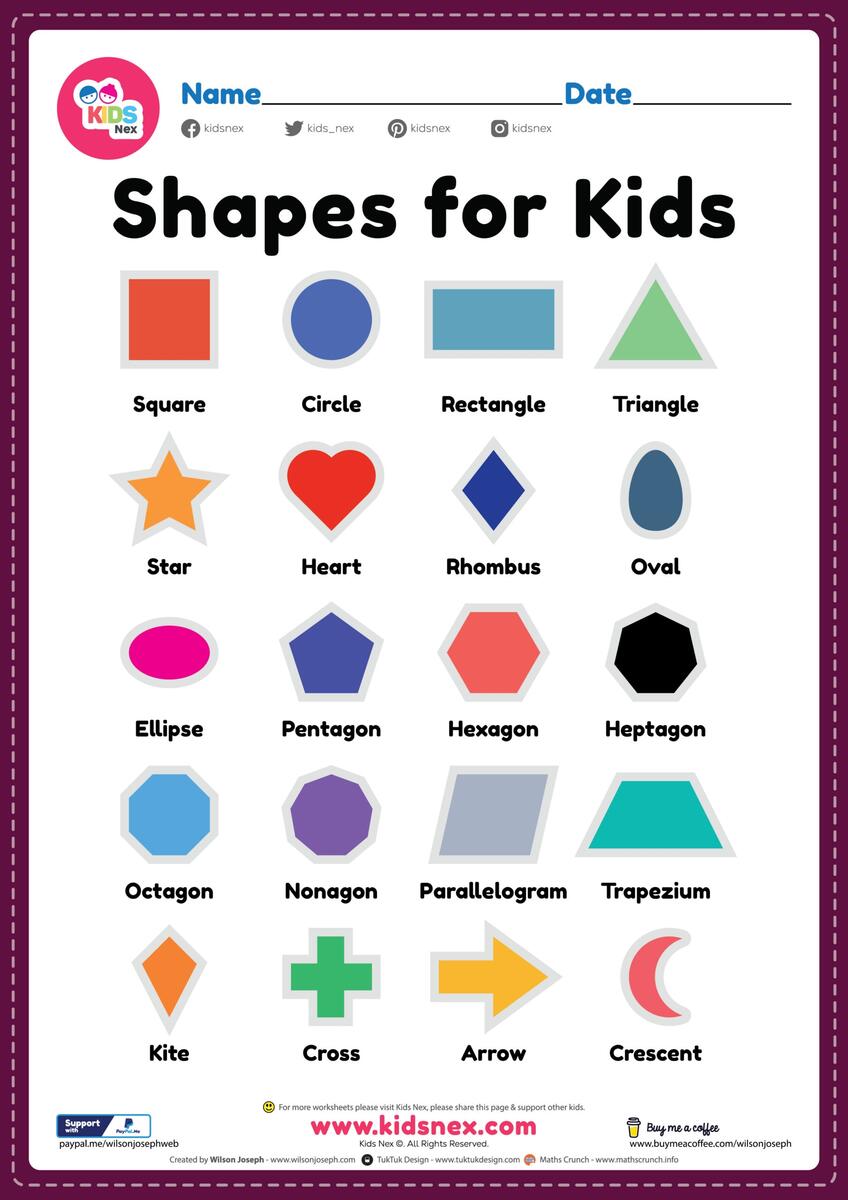 Basic Shapes For Kids Free Printable PDF For Kindergarten
