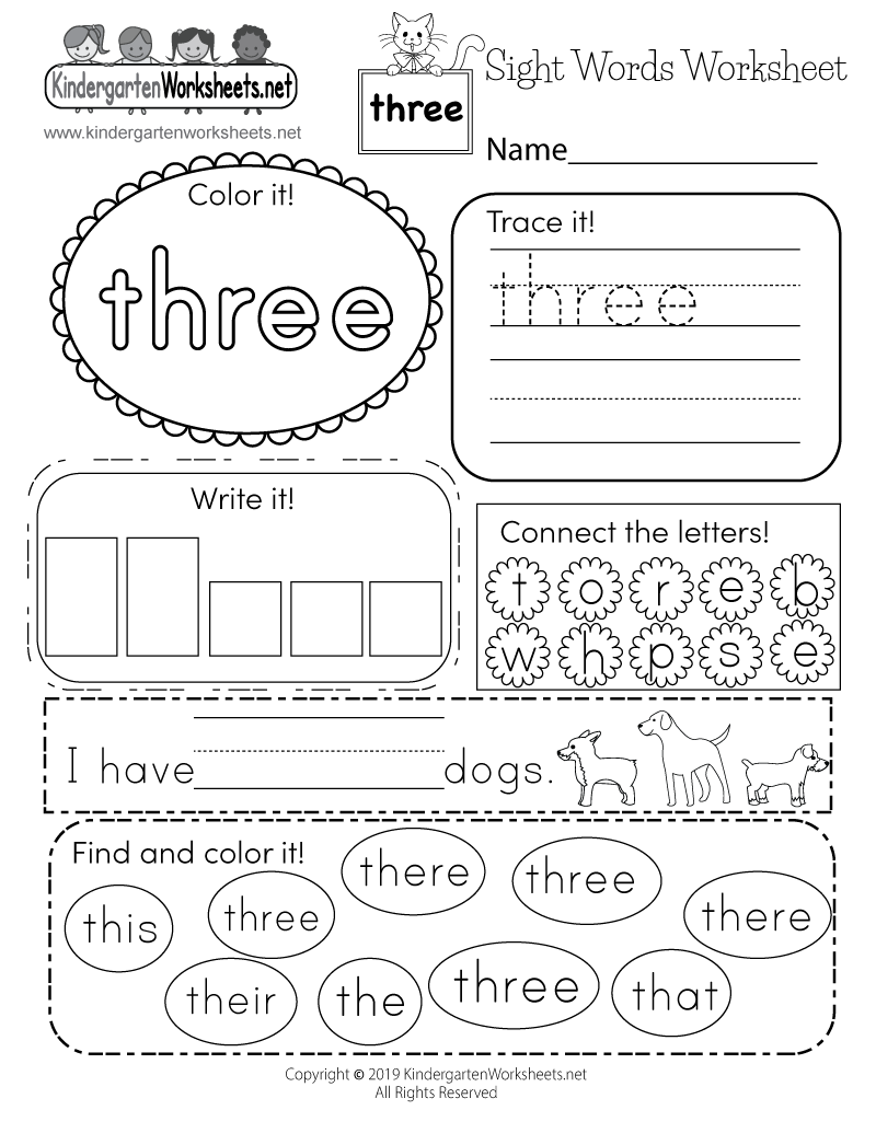 Free Printable Sight Word Worksheets Reading Elephant
