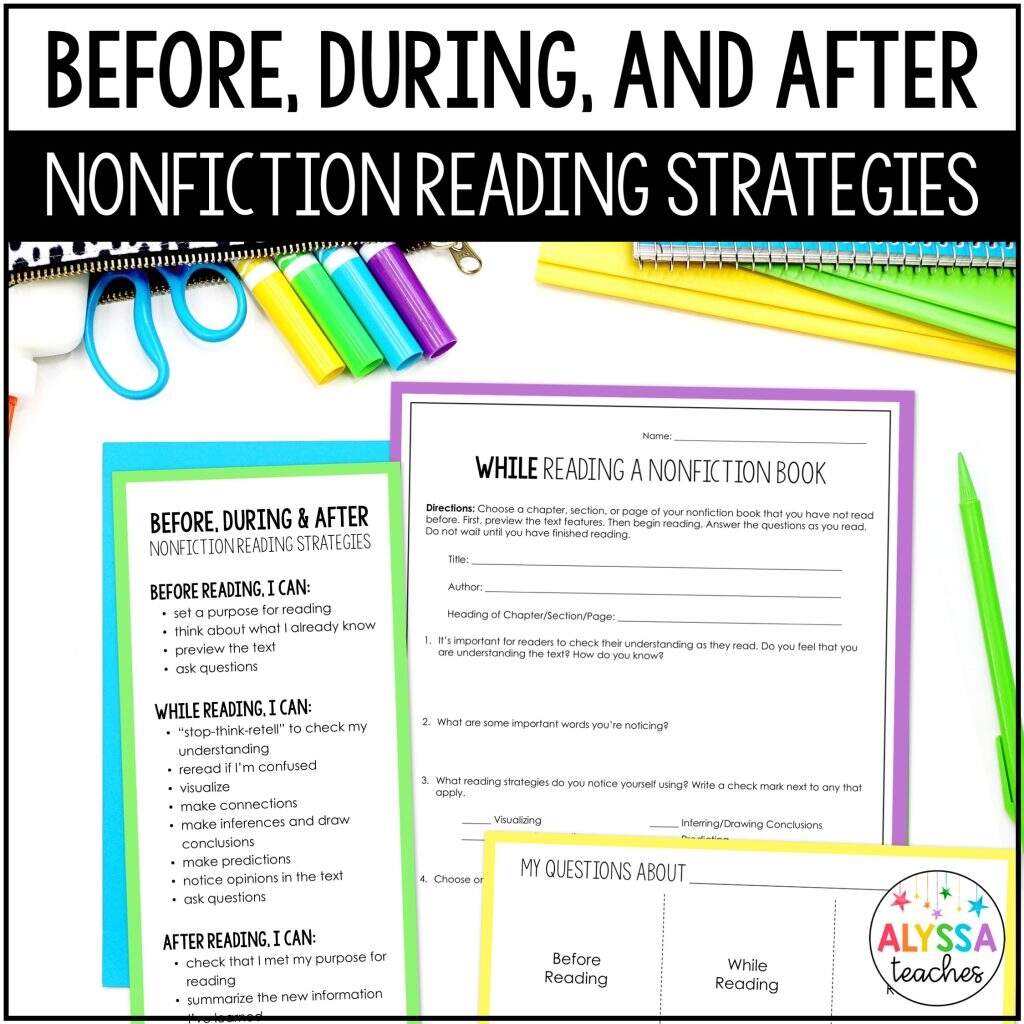 Before During After Nonfiction Reading Strategies Alyssa Teaches Nonfiction Text Structures Worksheets Color By Code Informational Text Structure A Love Of Teaching Kim Miller