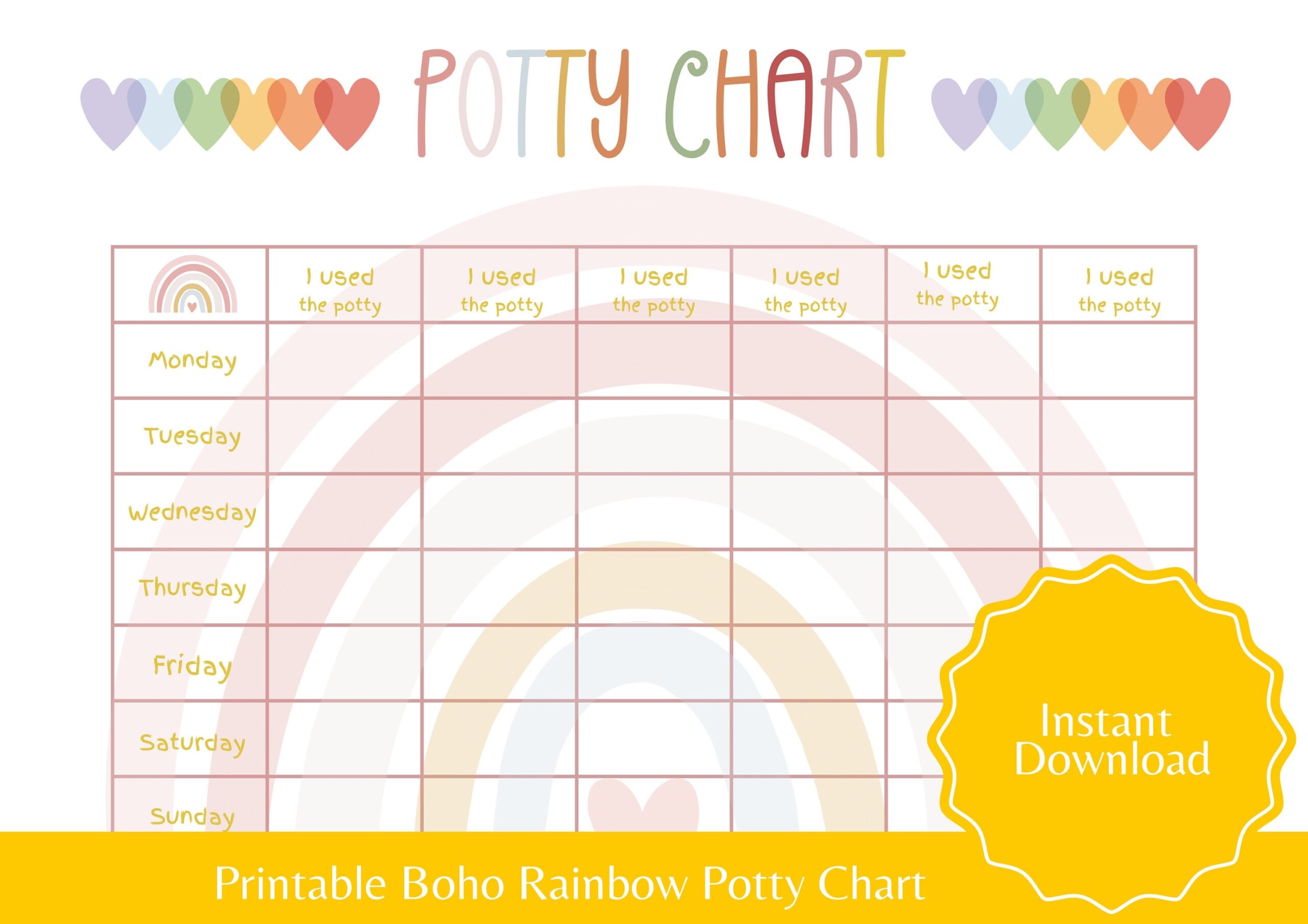 Printable Boho Themed Potty Chart With Stickers Etsy