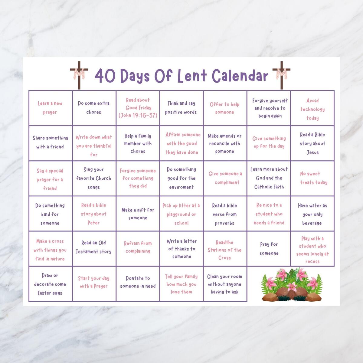 Buy Lent Activity Calendar For Kids Catholic Family Prayer Digital Download Online In India Etsy