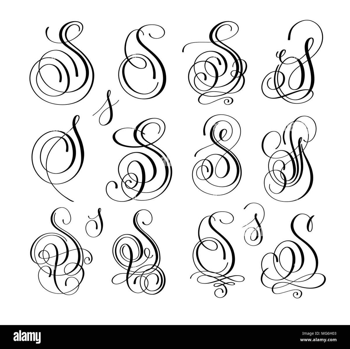 Calligraphy Lettering Script Font S Set Hand Written Stock Vector Image Art Alamy