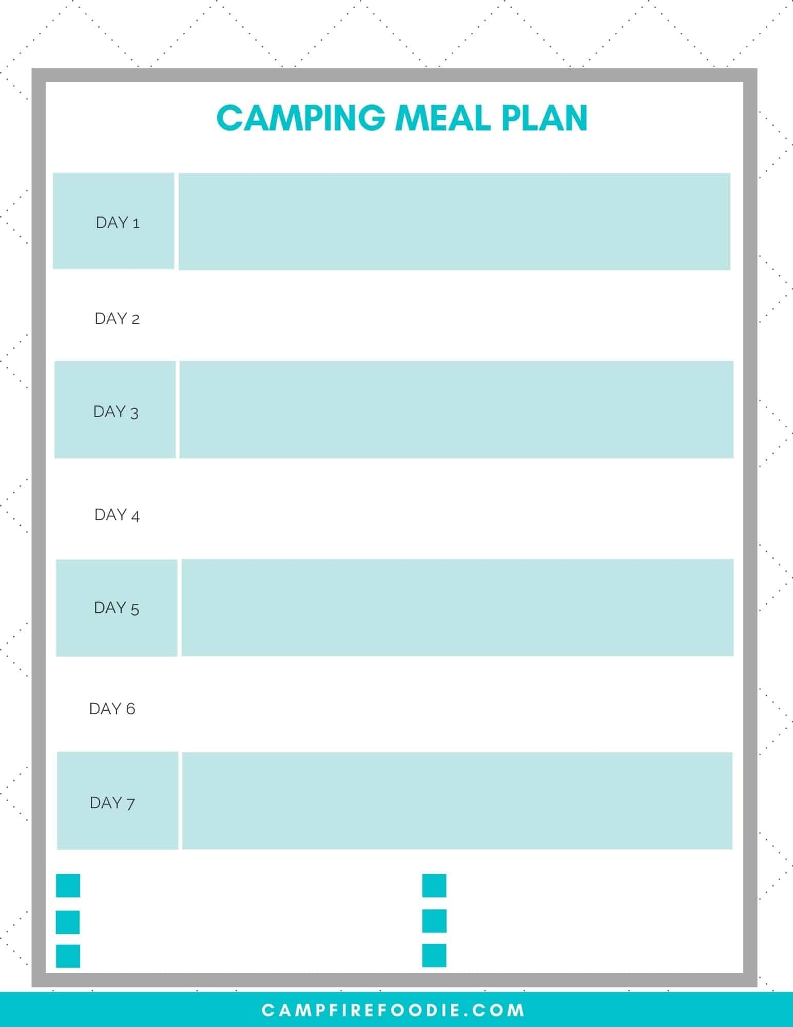 Camping Meal Planner Printable Campfire Foodie Camping Checklist Camping Essentials Meals Free Printables Lettering SVG Files Tools Apps