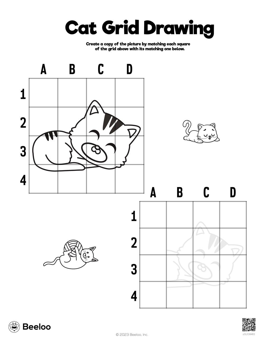 Cat Grid Drawing Beeloo Printable Crafts And Activities For Kids Cat Grid Drawing Beeloo Printable Crafts And Activities For Kids