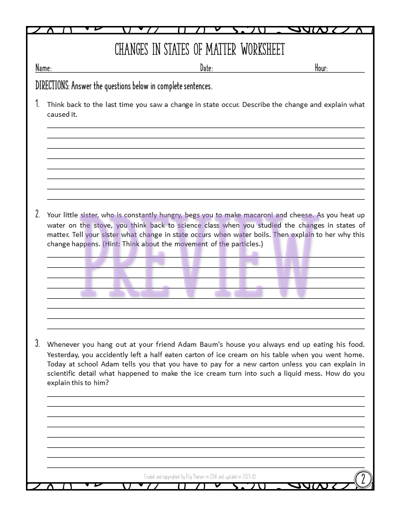 Changing States Of Matter Worksheet Printable And Distance Learning Teaching Resources